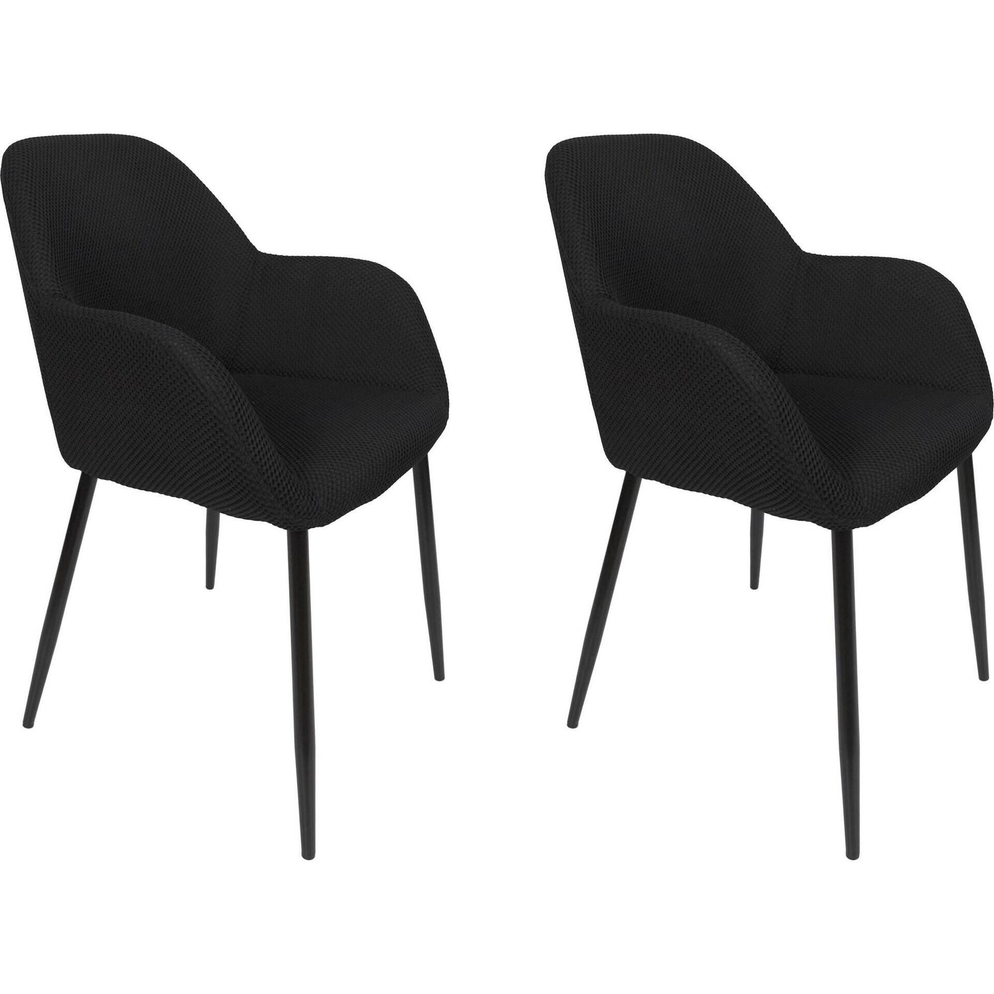 Conjunto de 2 Cadeiras Estofadas Preta Atom