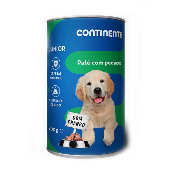 Comida Húmida para Cão Júnior Patê Pedaços Frango Lata Continente