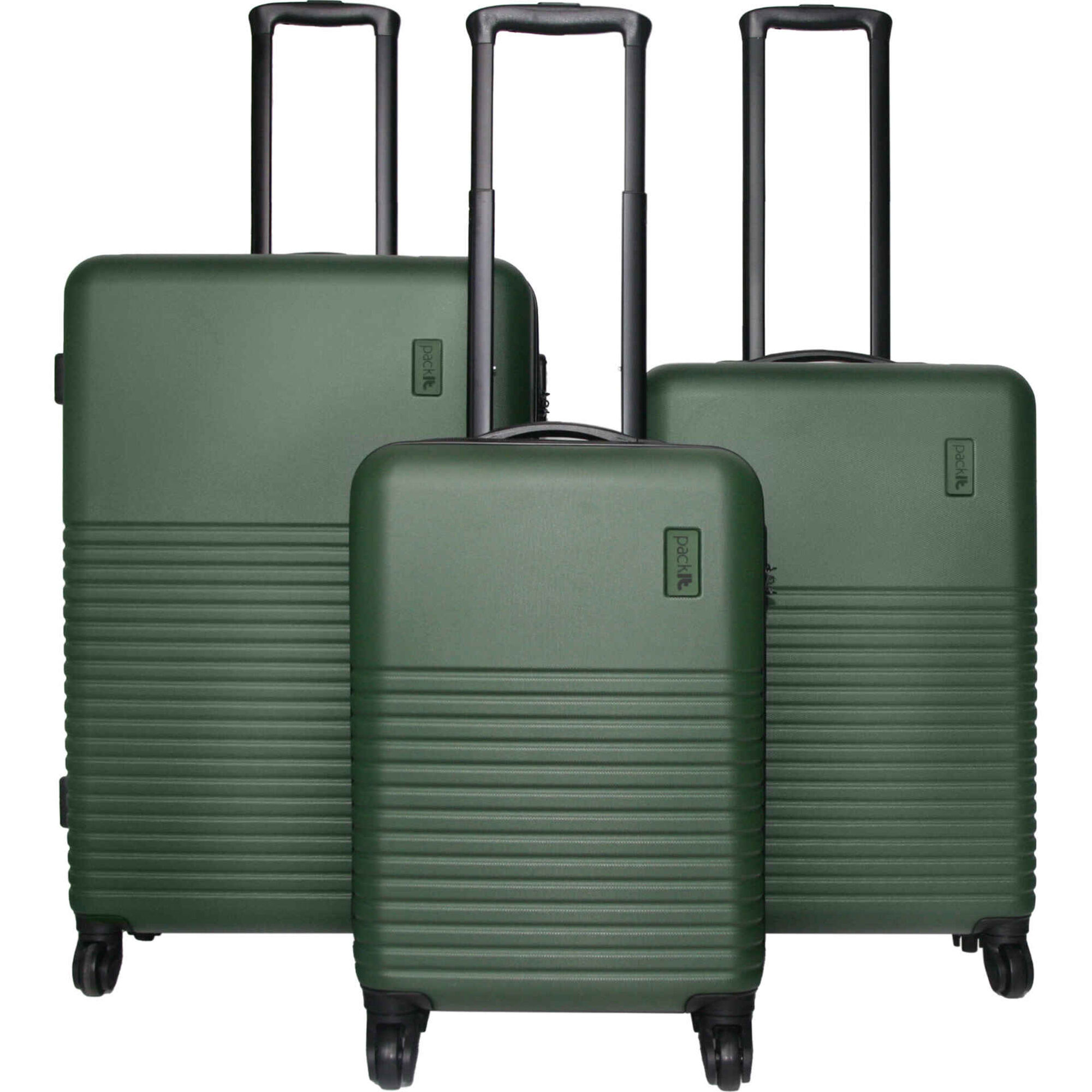Mala de Viagem Grande 4 Rodas Preta e Verde Mil&atilde;o Pack It