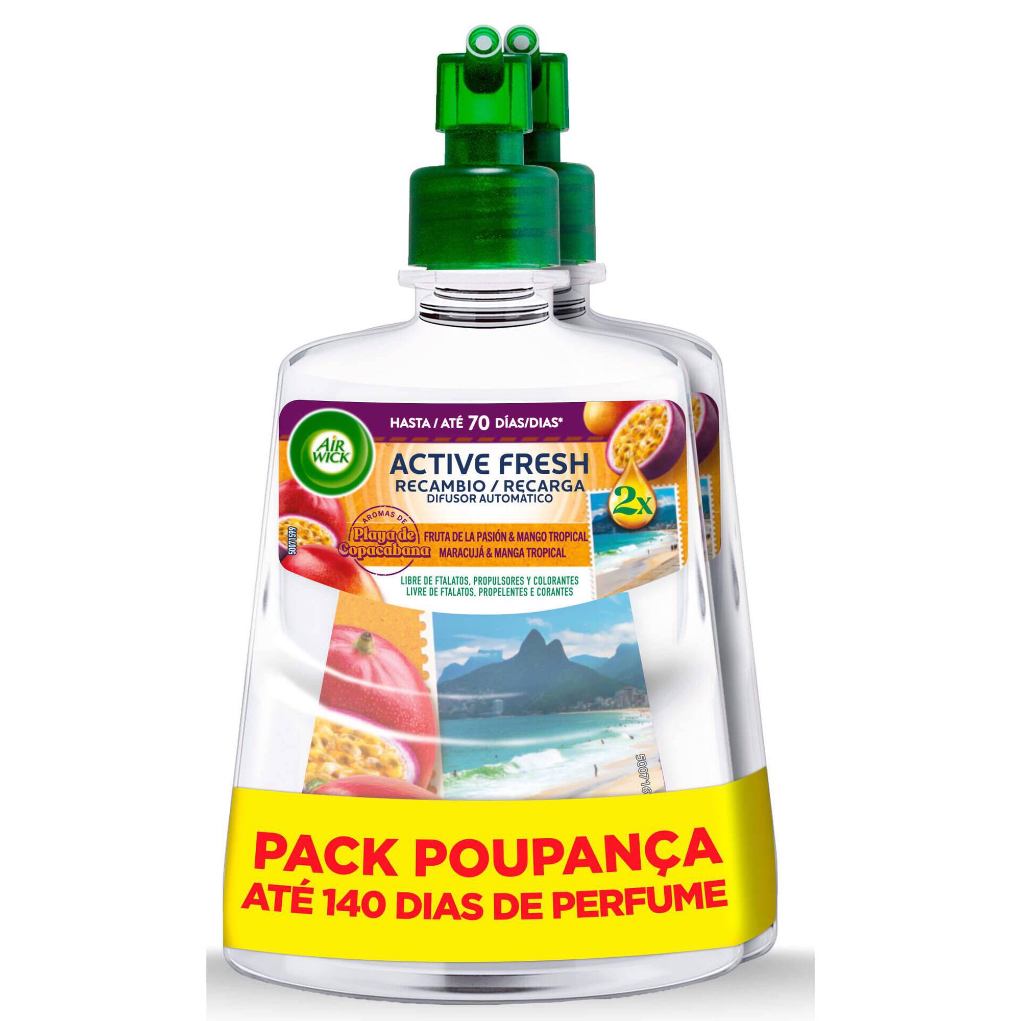 Ambientador Recarga Difusor Active Fresh Copacabana Air Wick