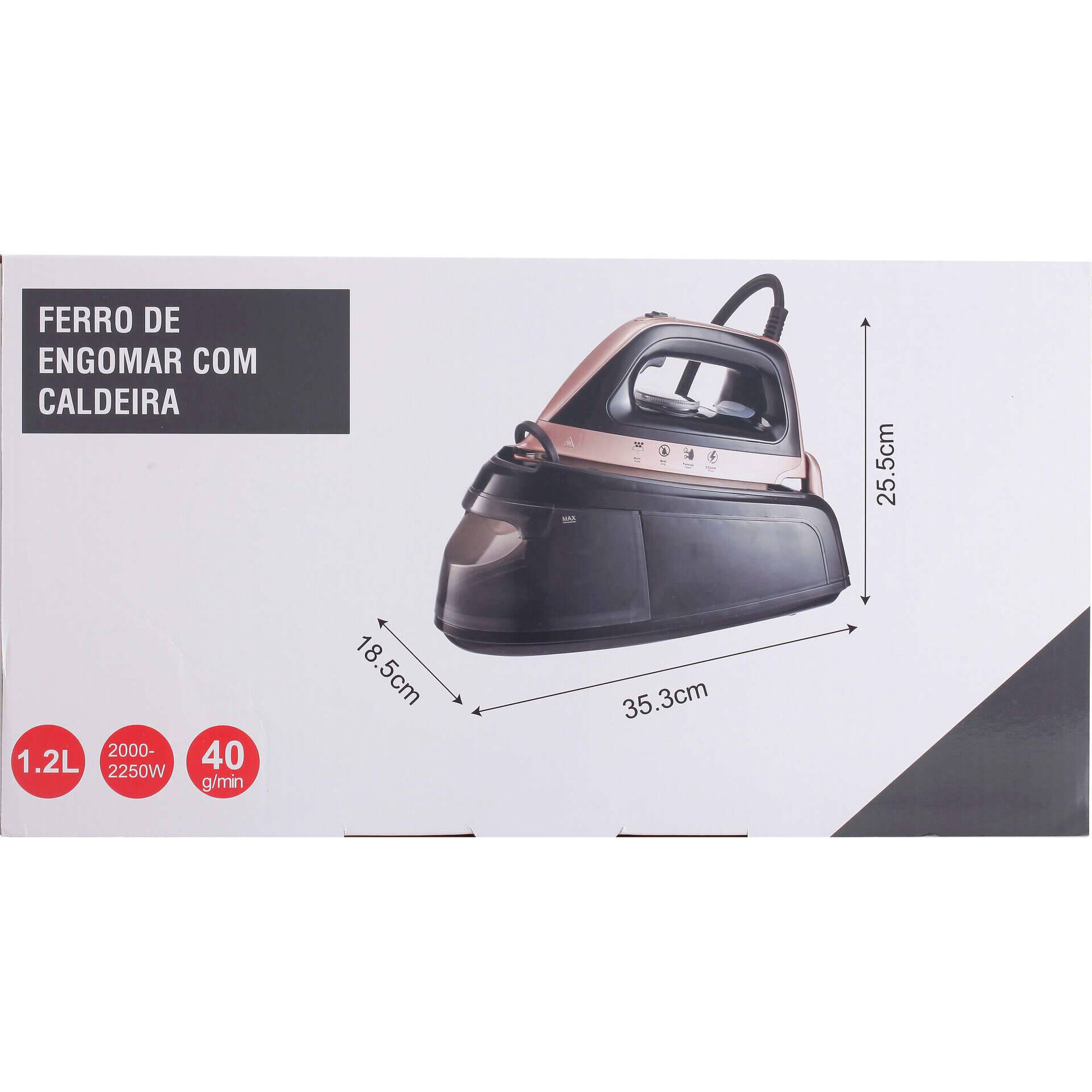 Ferro de Engomar com Caldeira Preto 2500W Bazar&atilde;o