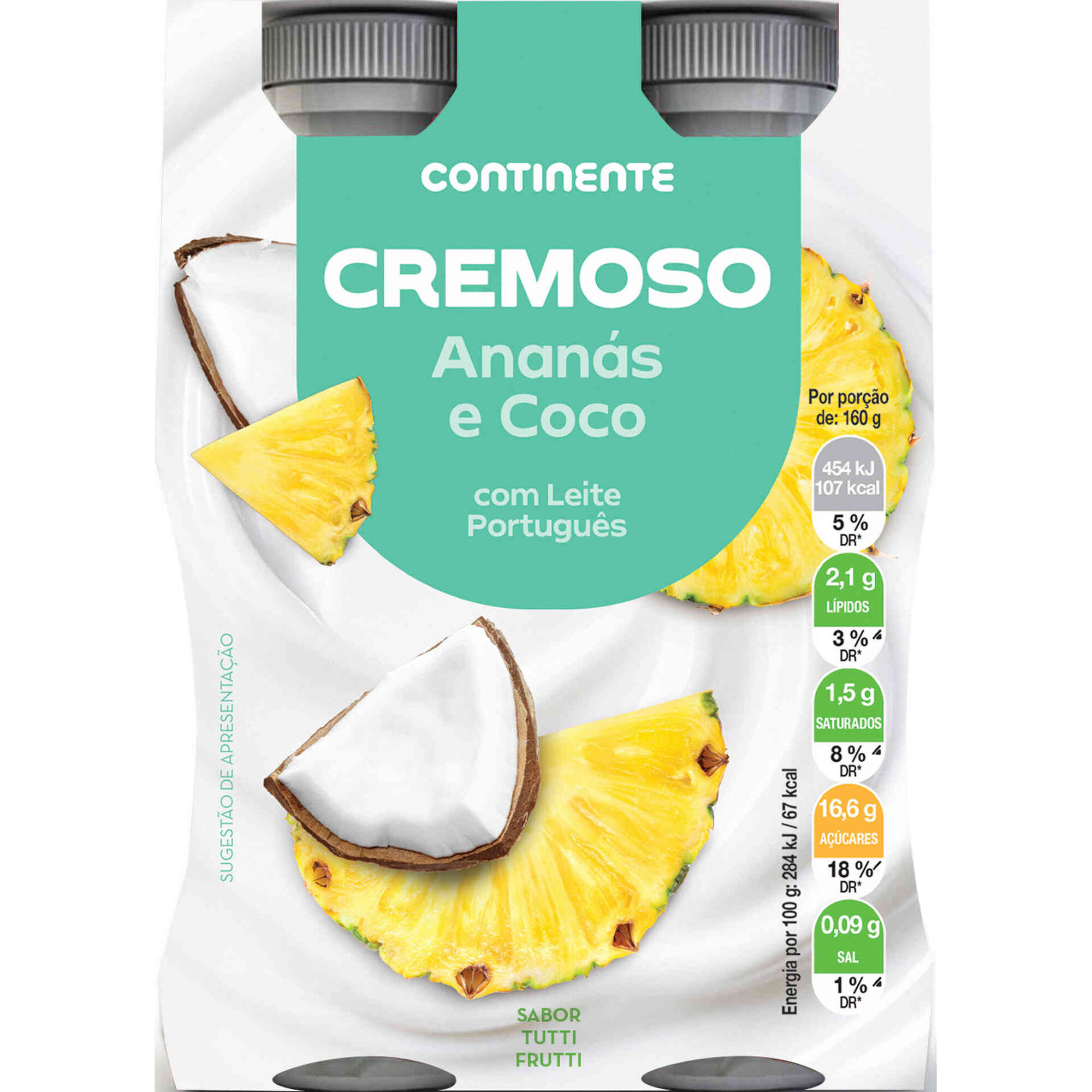 Iogurte L&iacute;quido Cremoso Anan&aacute;s e Coco Continente