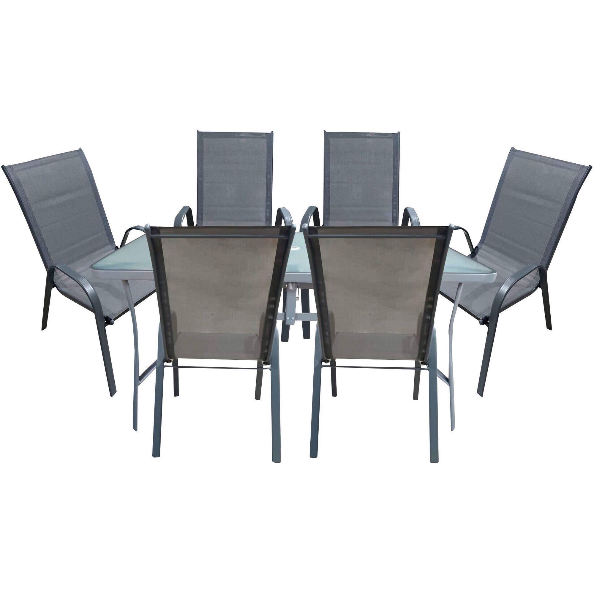 Conjunto Mesa e 6 Cadeiras Cinza Texas Kasa