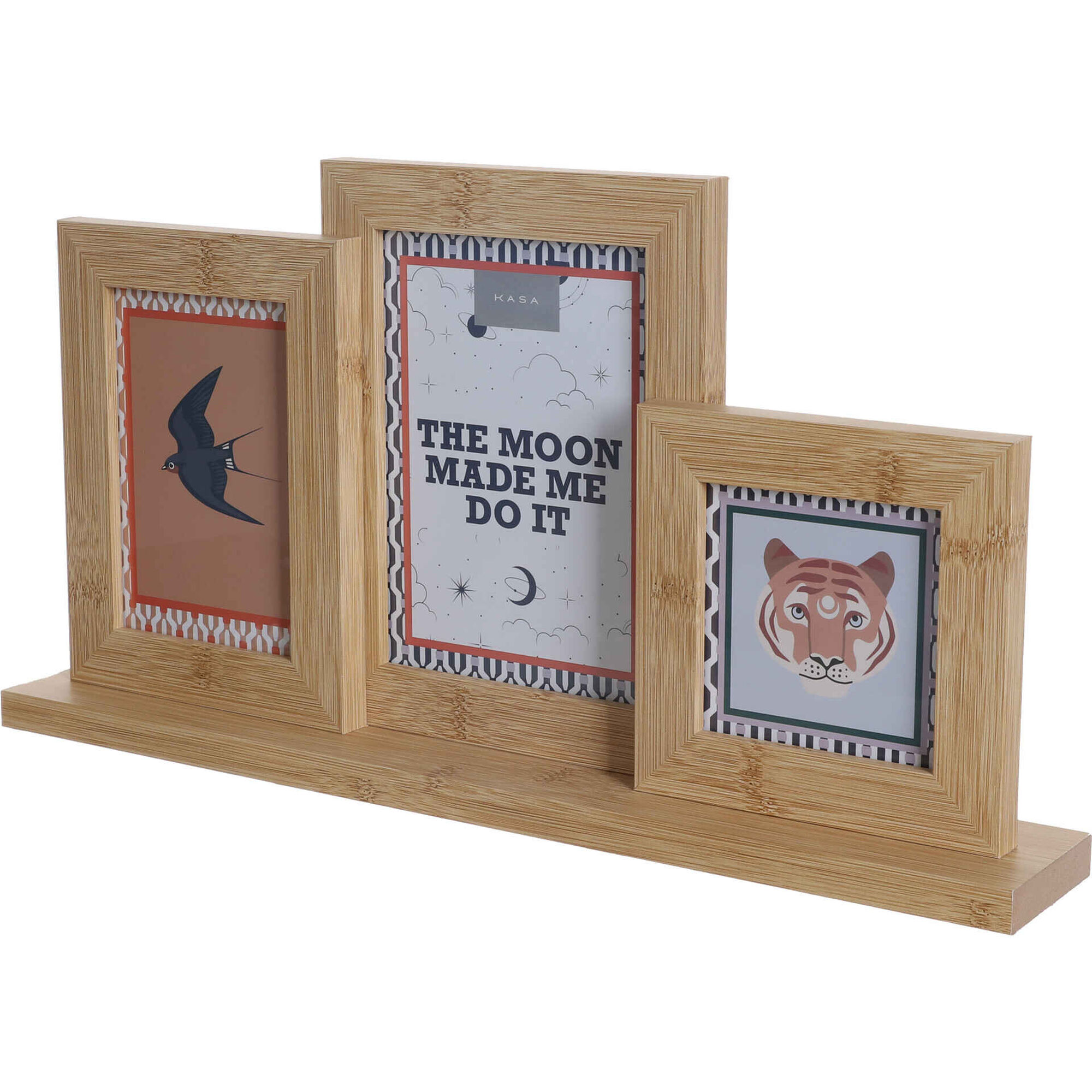 Multifotos 3 Fotos com Base Madeira