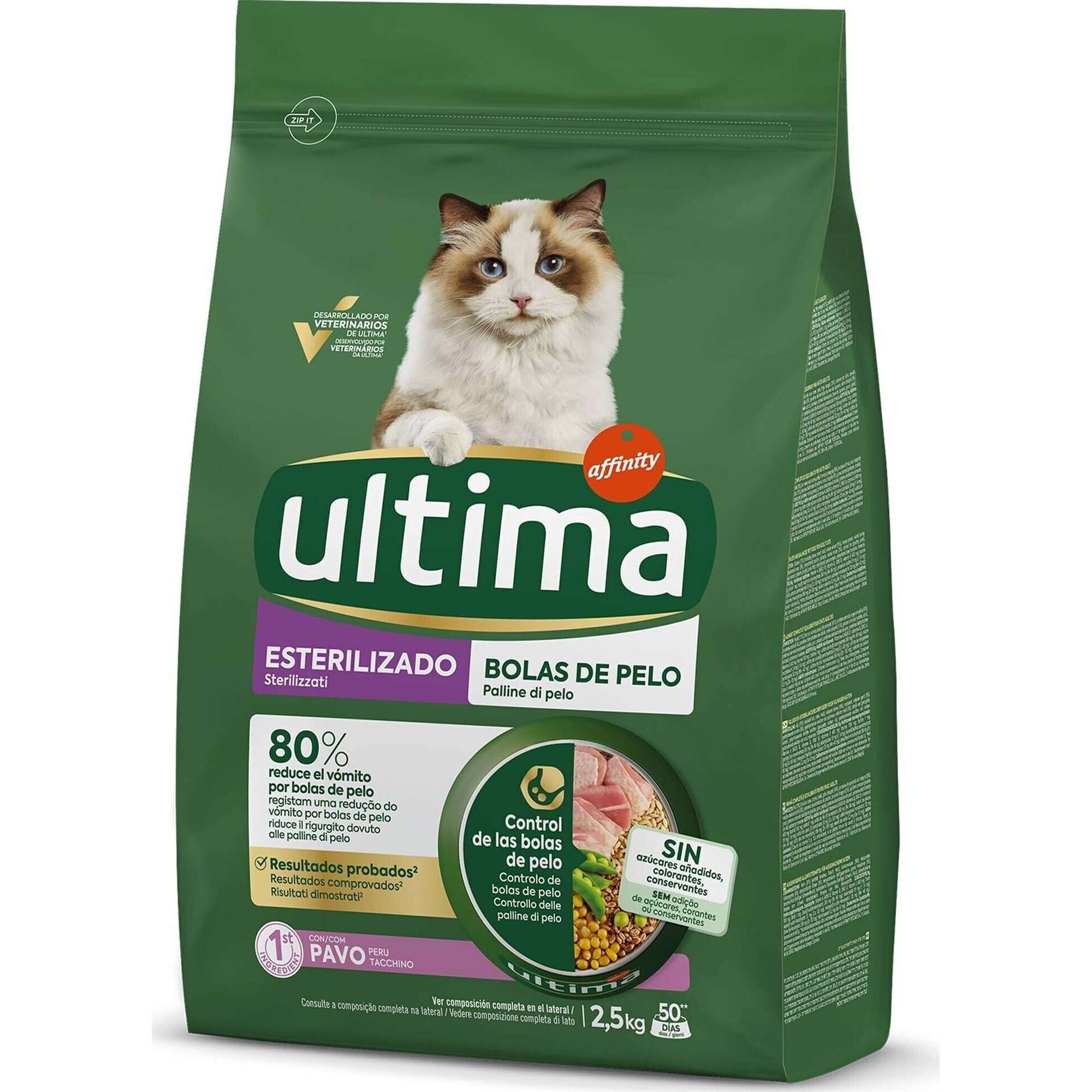 Ra&ccedil;&atilde;o para Gato Adulto Esterilizado Bolas de Pelo Affinity Ultima