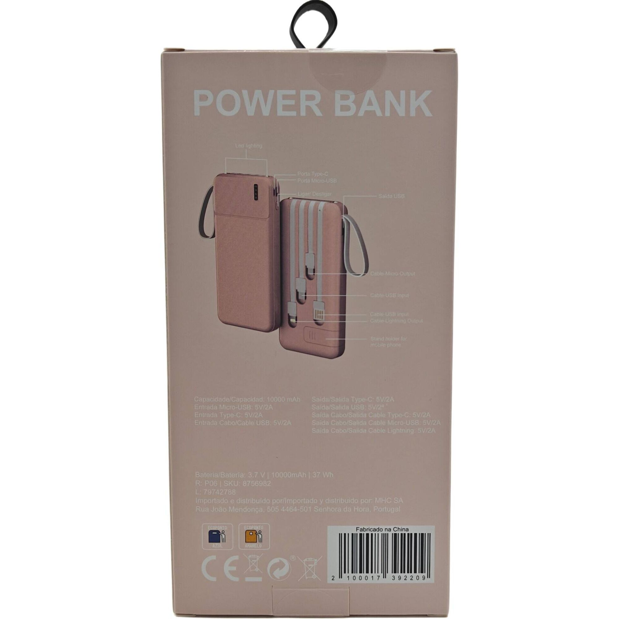 Powerbank 10000mAh Rosa Fusion Bazar&atilde;o