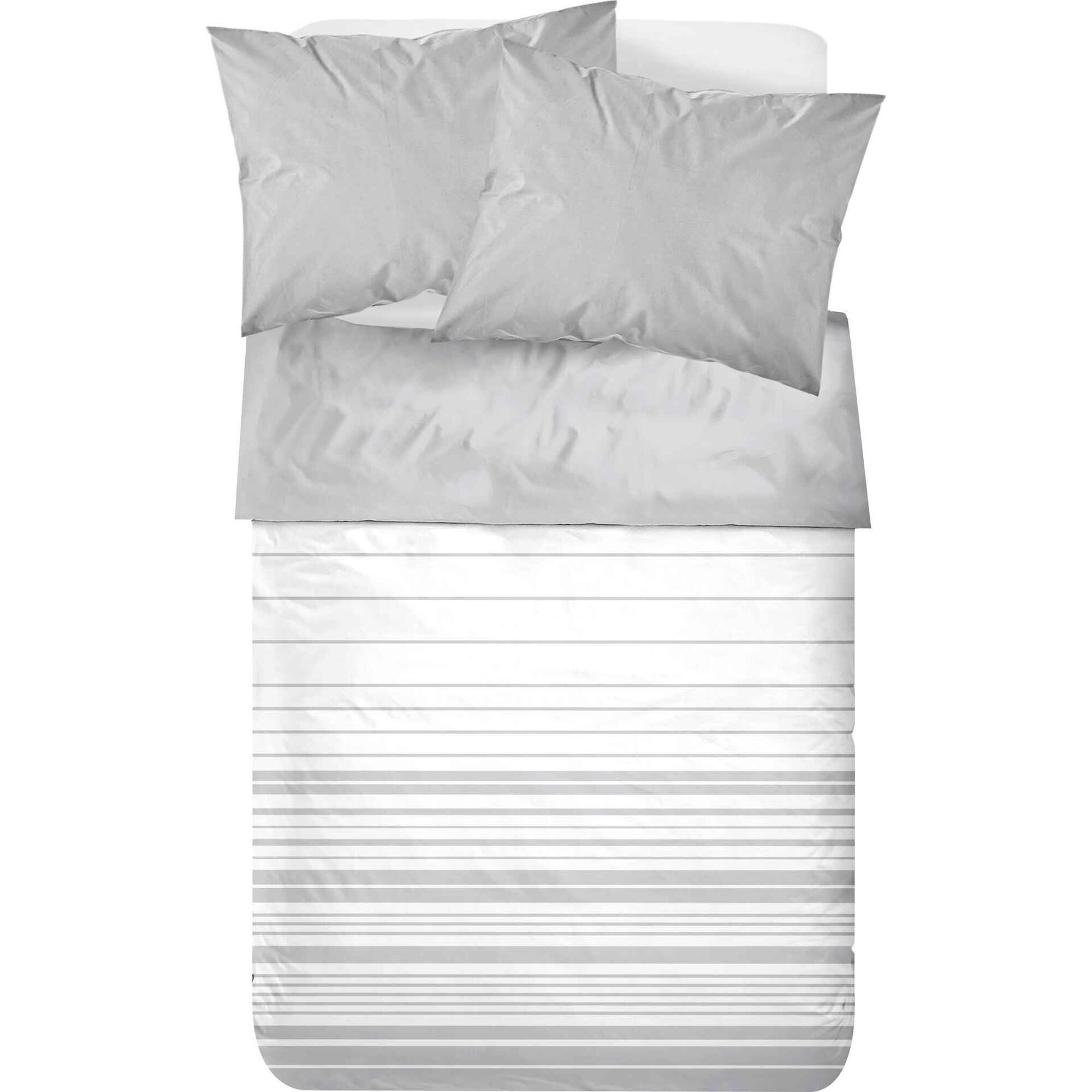 Conjunto Lençóis Algodão 160x270cm Risca Cinza