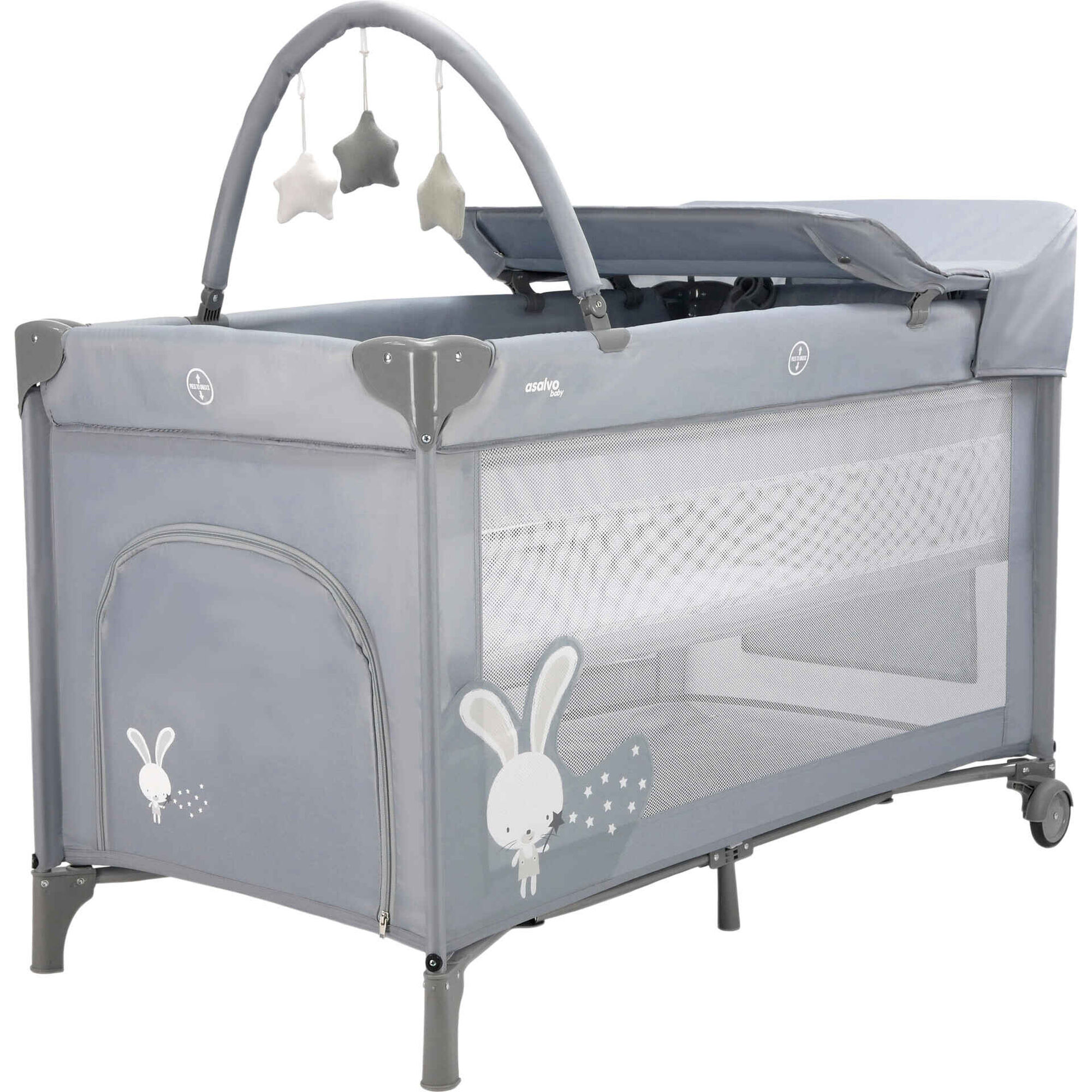 Cama de Viagem 2 Alturas Cinza Coelho Asalvo