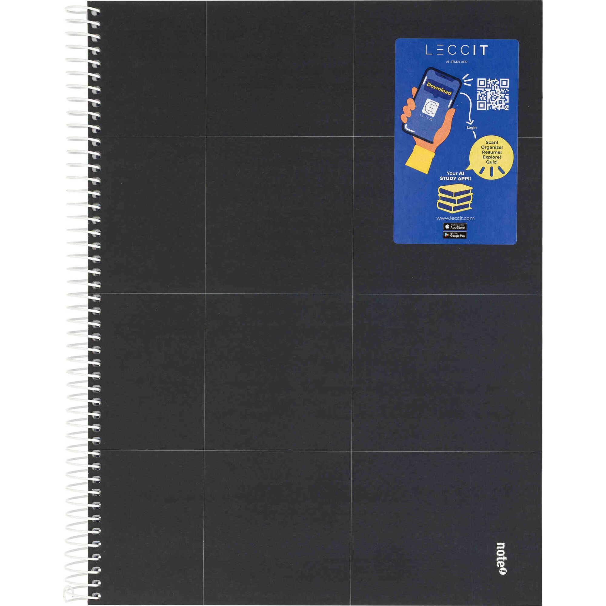 Caderno Note! Espiral Capa Dura A4 Quadriculado Preto Pure para App Leccit