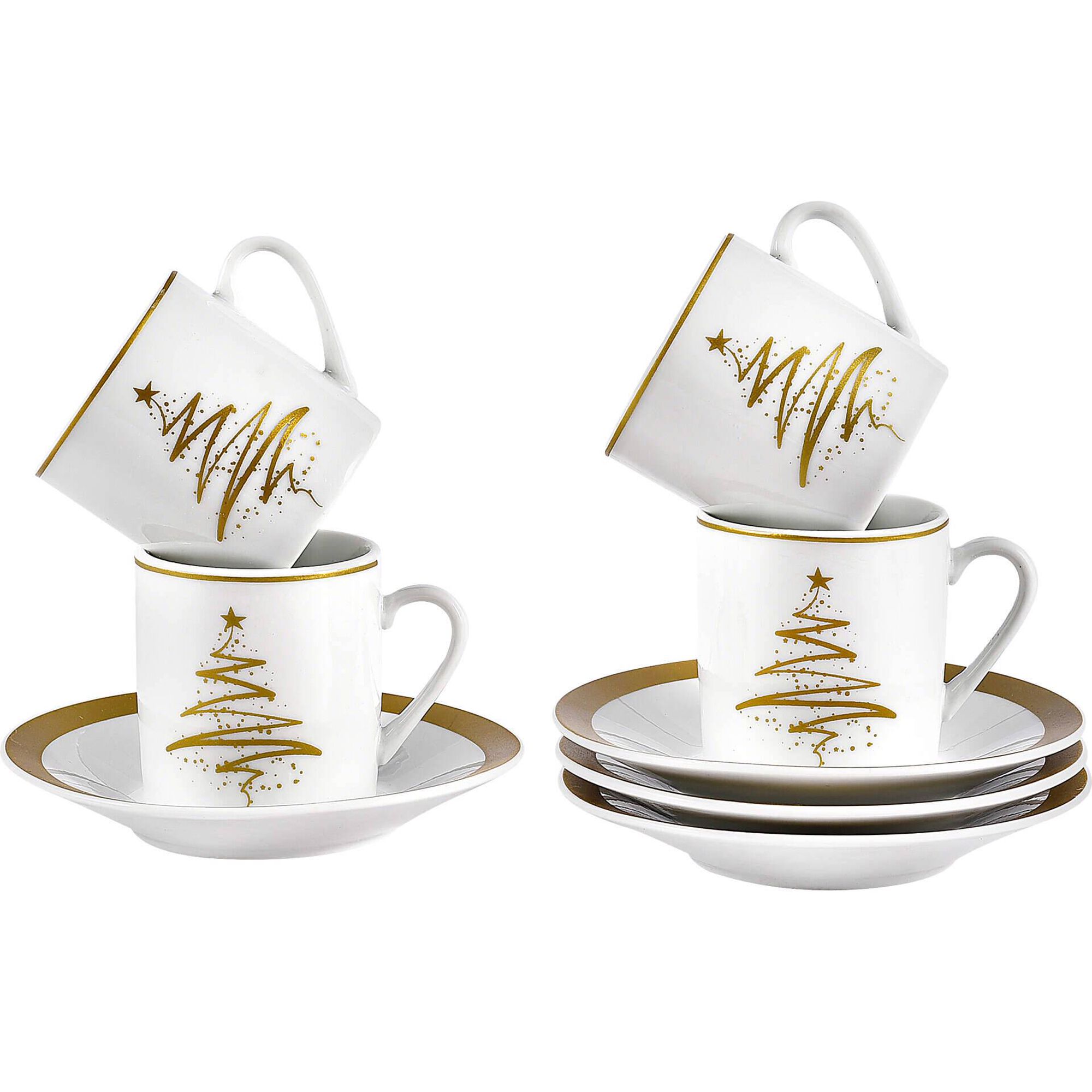 Conjunto 4 Chávenas Café 80ml Tree Dourado