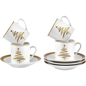 Conjunto 4 Chávenas Café 80ml Tree Dourado