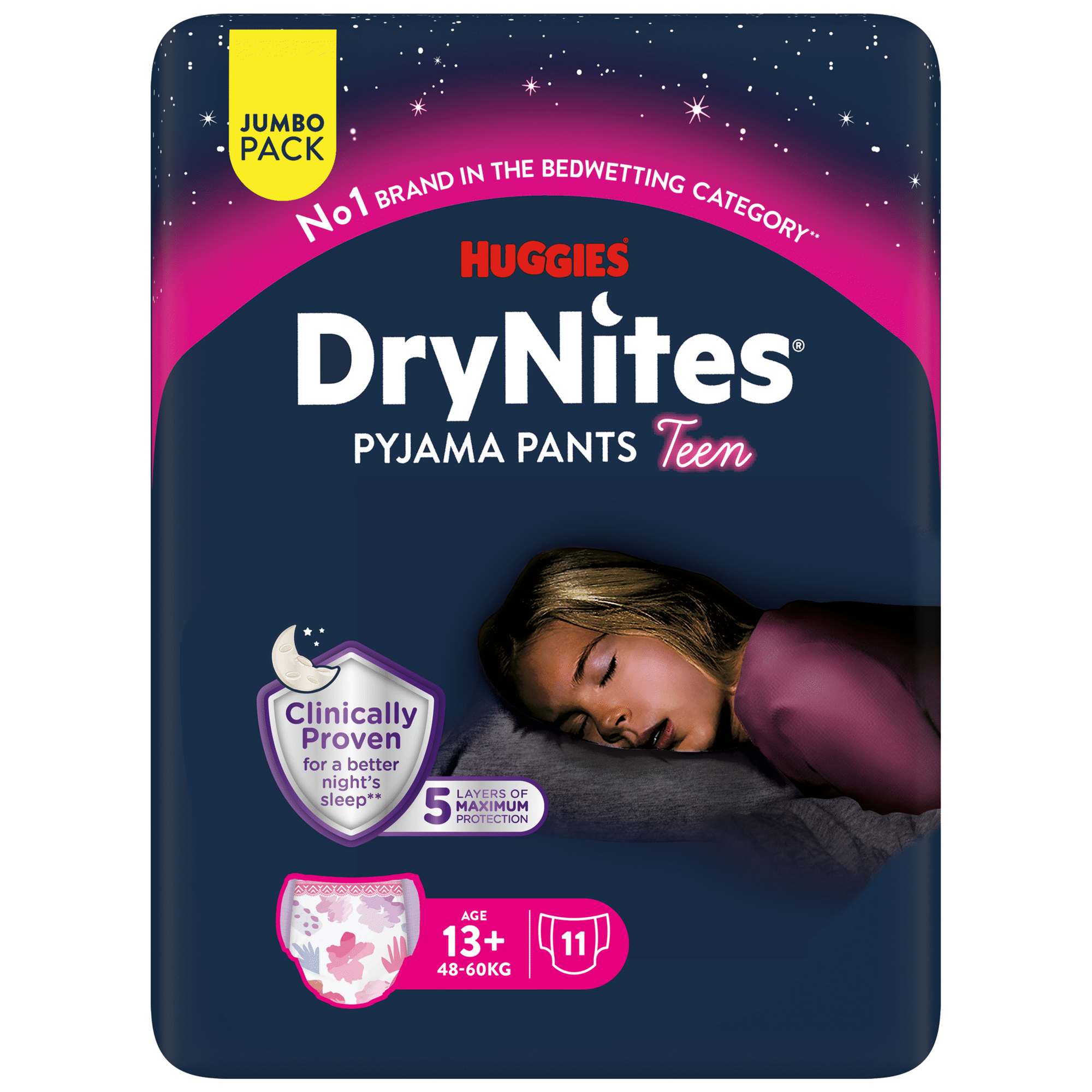 Fraldas Cueca DryNites Menina 48-60kg 13+ Anos Huggies