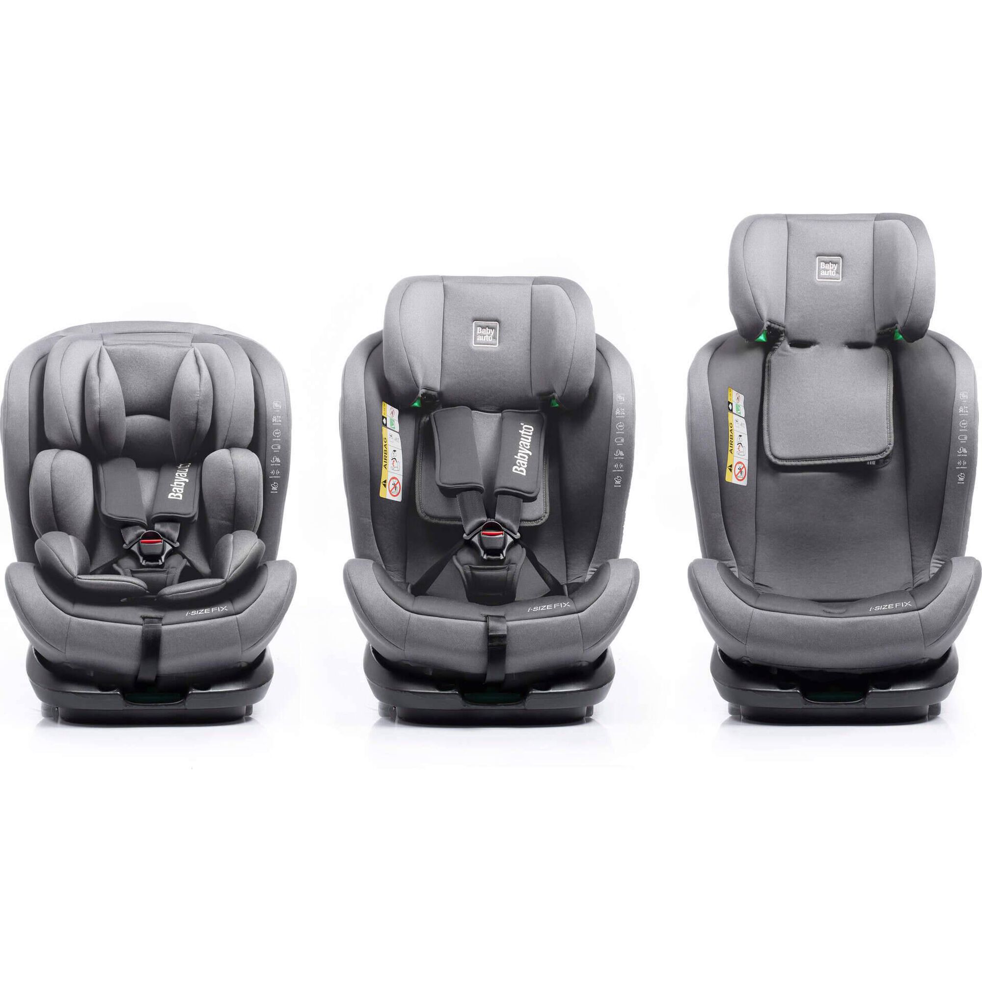 Cadeira Auto I-Size 40-150cm Isofix Rotativa Torna Fix Cinza