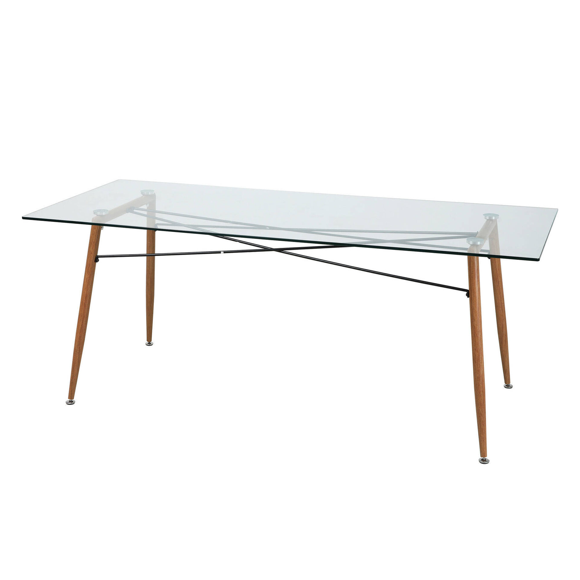 Mesa de Jantar 190x80cm com Tampo em Vidro Kasa