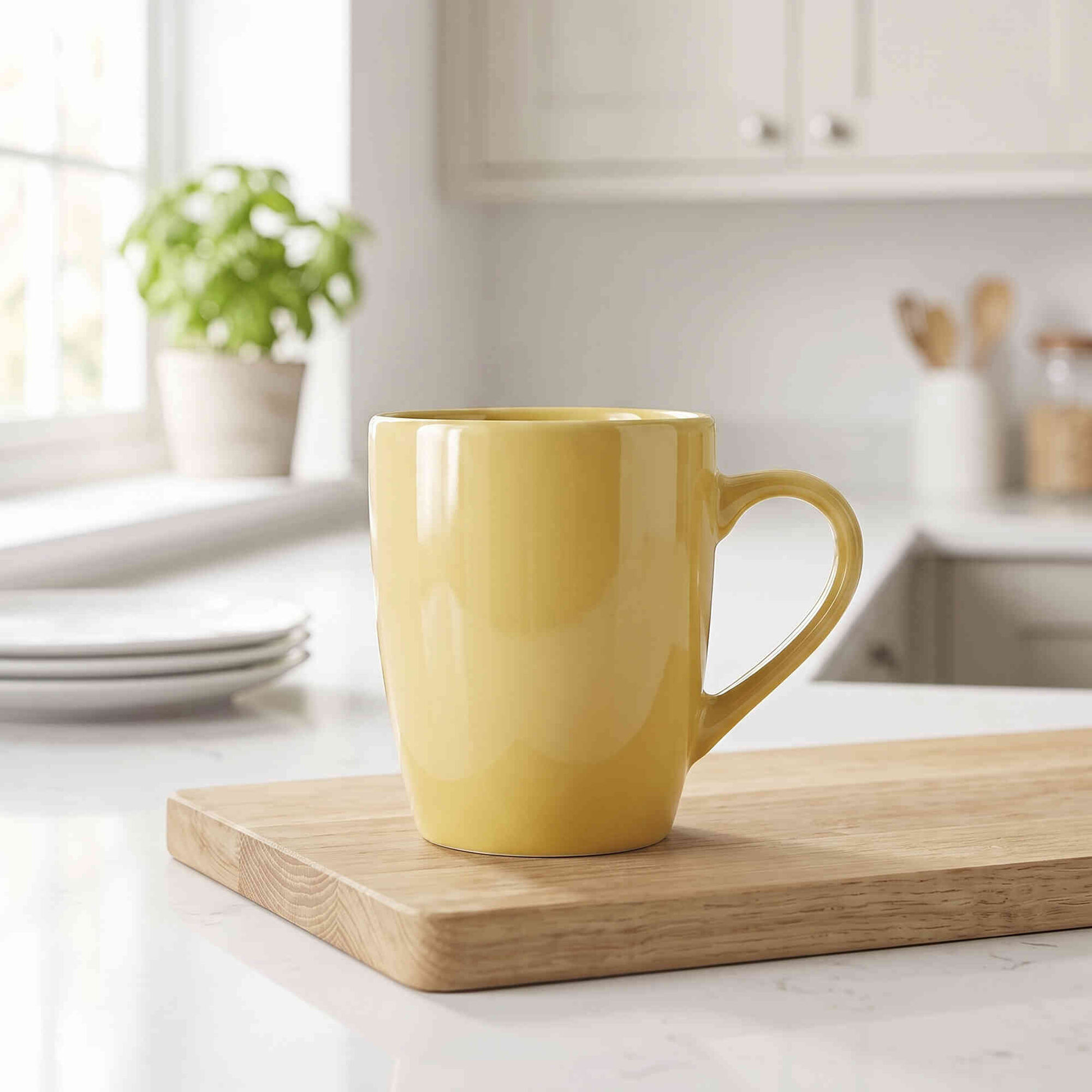 Caneca Ovo 400ml Amarela Jardim Secreto Kasa