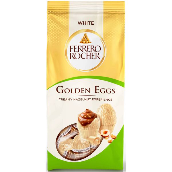 Mini Ovos Chocolate Branco com Recheio de Creme e Avelã Golden Ferrero Rocher