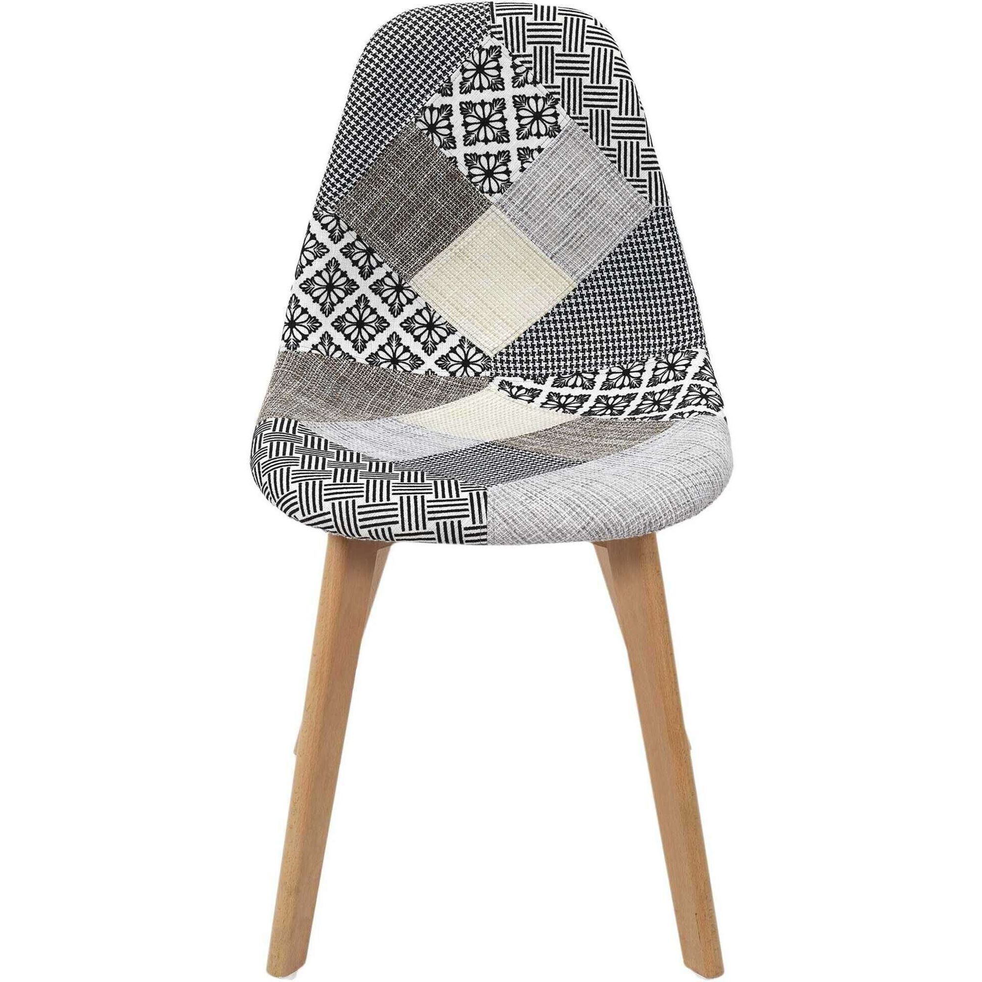 Conjunto de 4 Cadeiras Estofadas N&oacute;rdica Patchwork Cinza