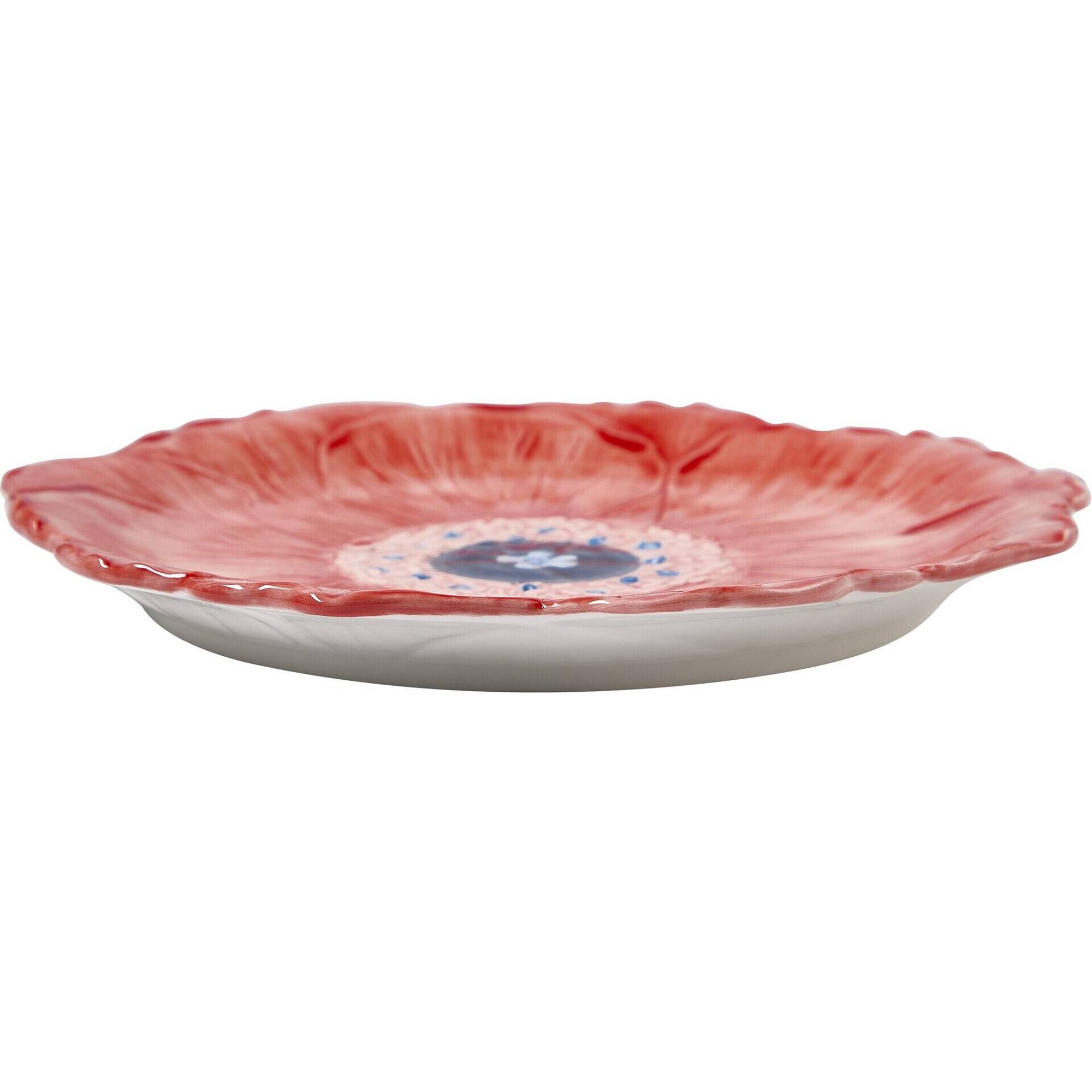 Prato Flor Vermelho com Centro Azul Kasa