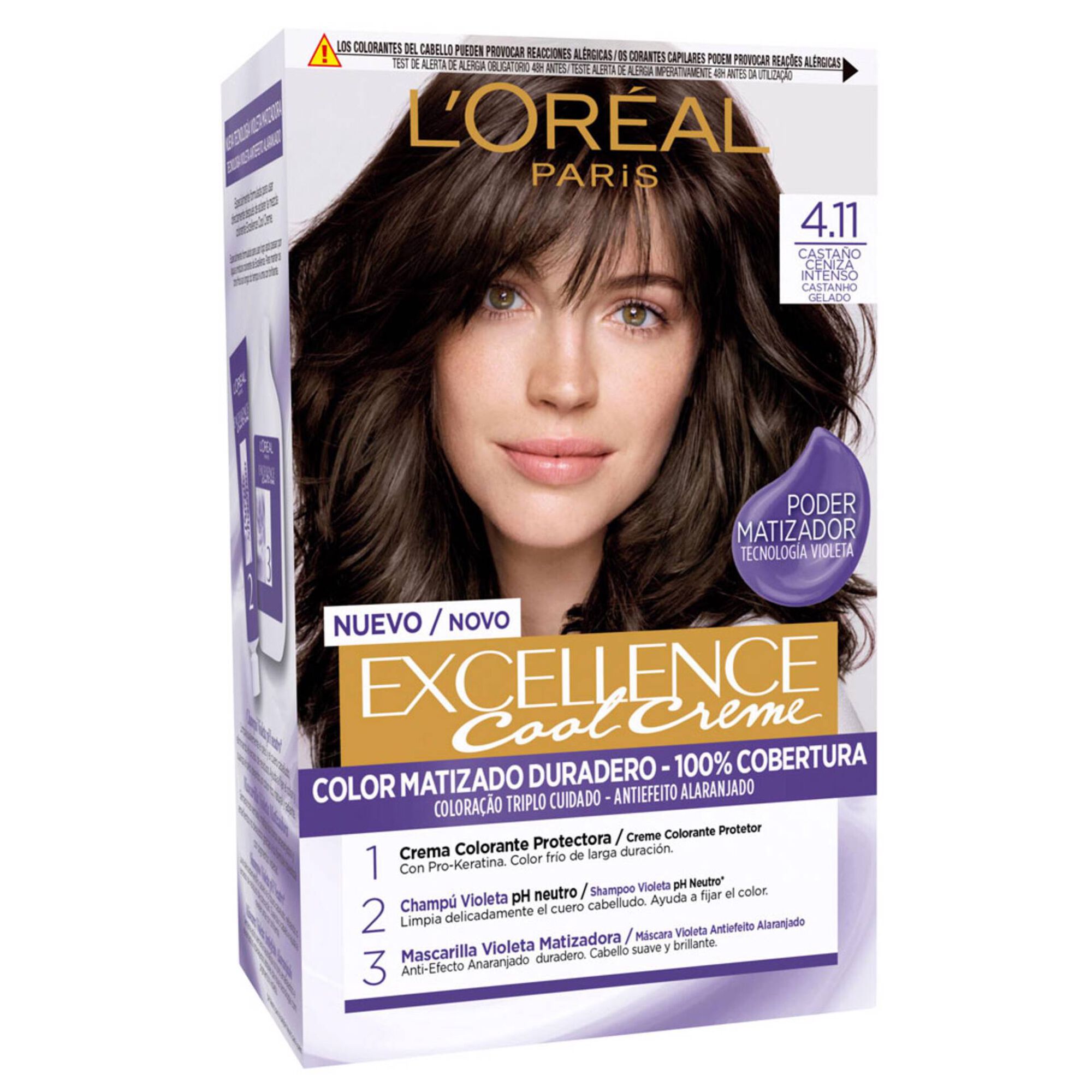 Coloração Permanente Excellence Cool Creme Castanho Gelado 4.11