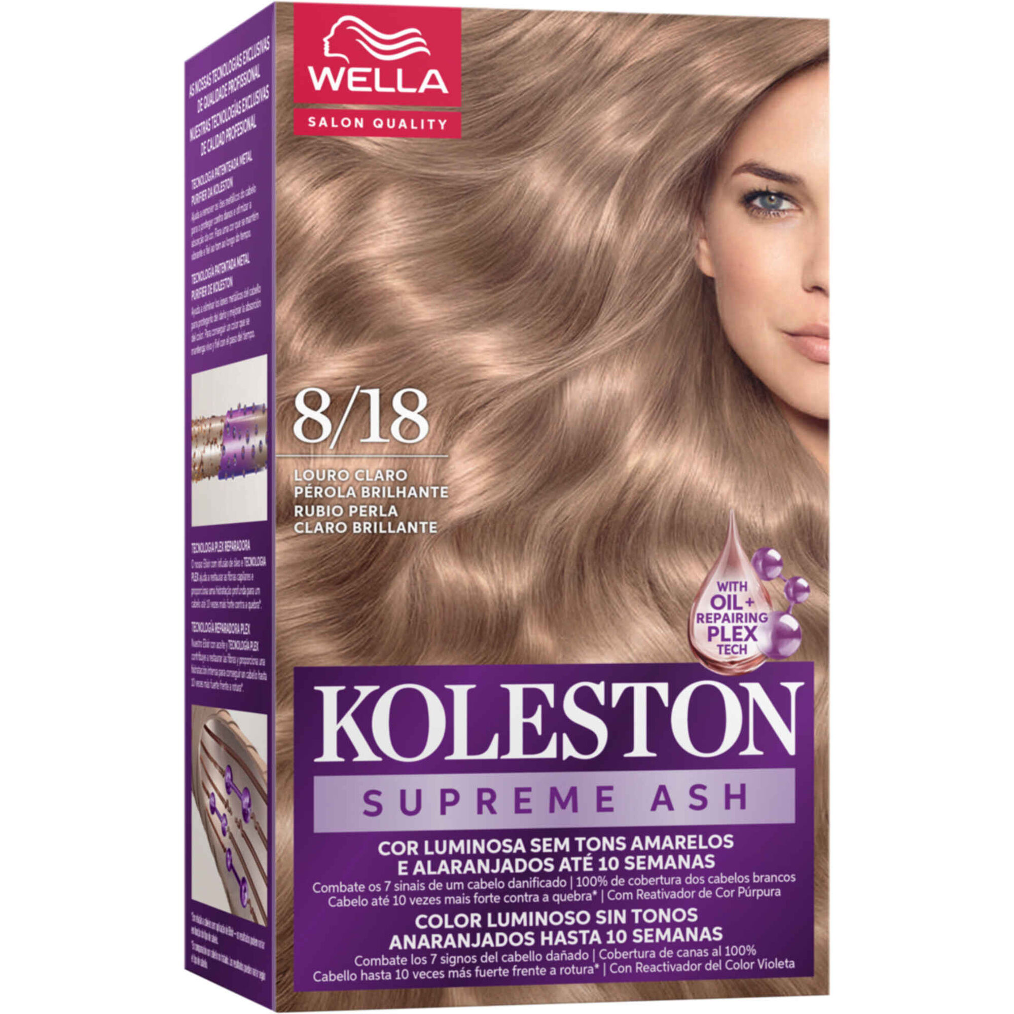 Colora&ccedil;&atilde;o Permanente Louro Claro P&eacute;rola 8.18 Koleston