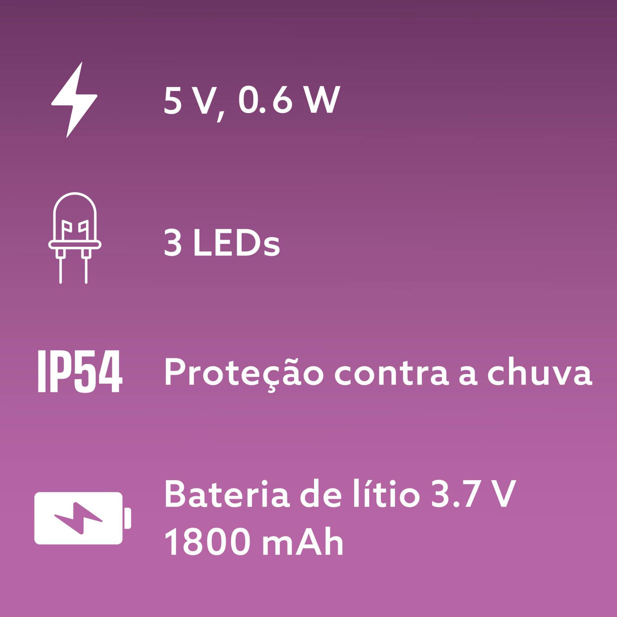 Foco de Parede Solar 3 LEDs Preto Boost