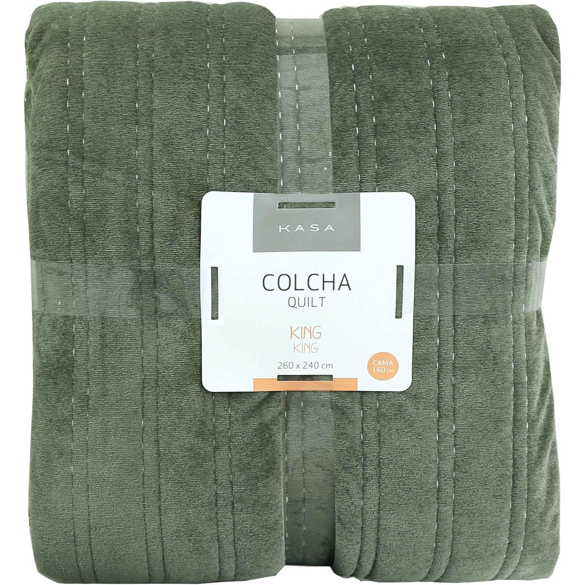 Colcha de Veludo 260x240cm Verde Deep Moss Kasa
