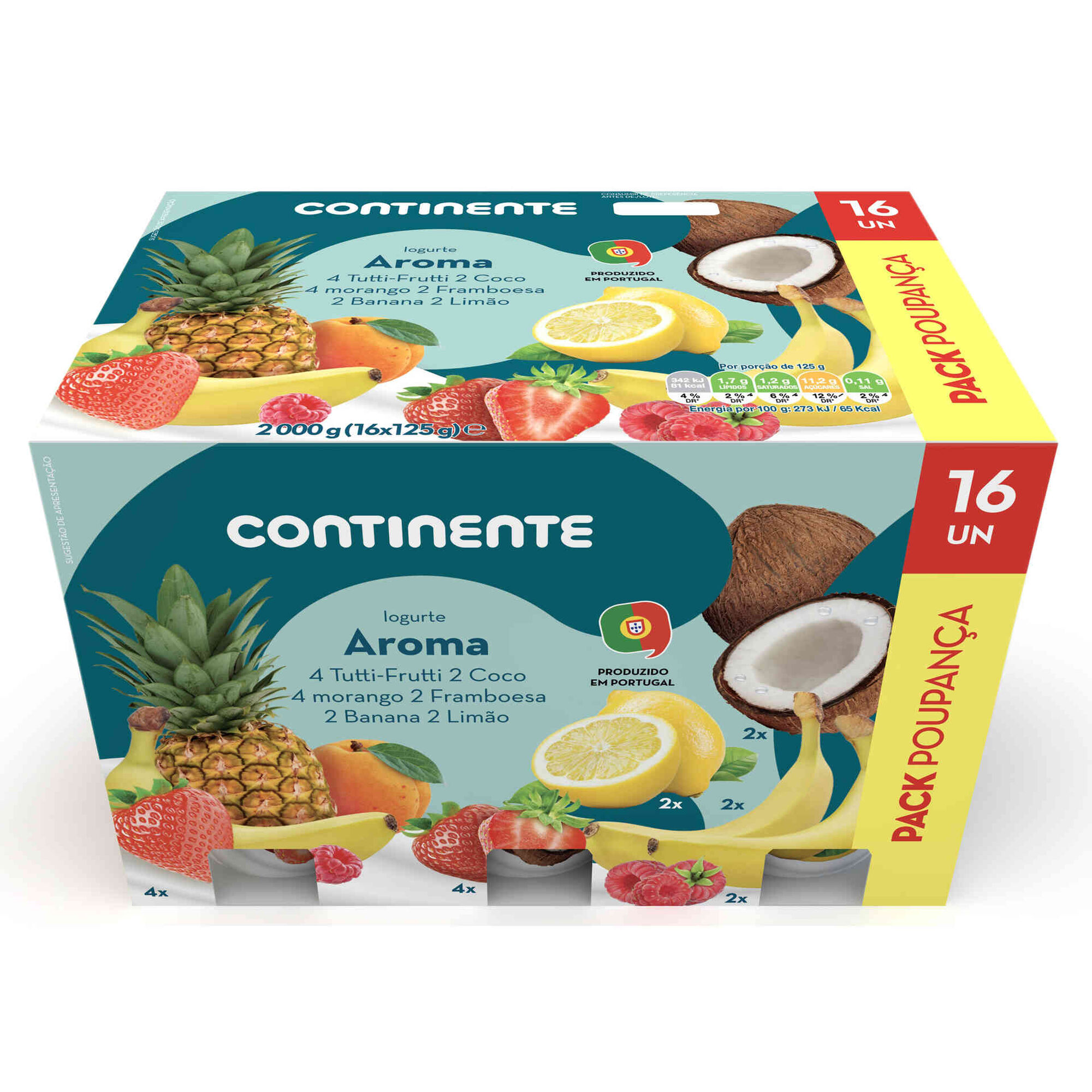 Iogurte Aroma Tutti Frutti, Morango, Limão, Framboesa, Coco e Banana Pack Poupança