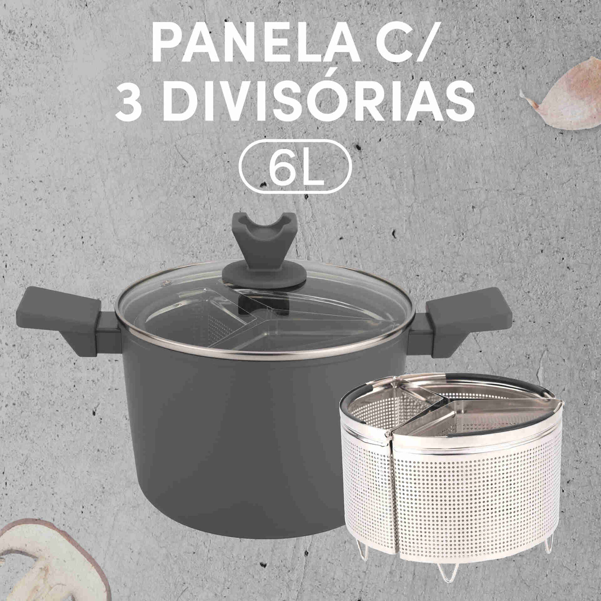 Panela Tripartida Alumínio 22cm Panela Tripartida Alumínio 22cm