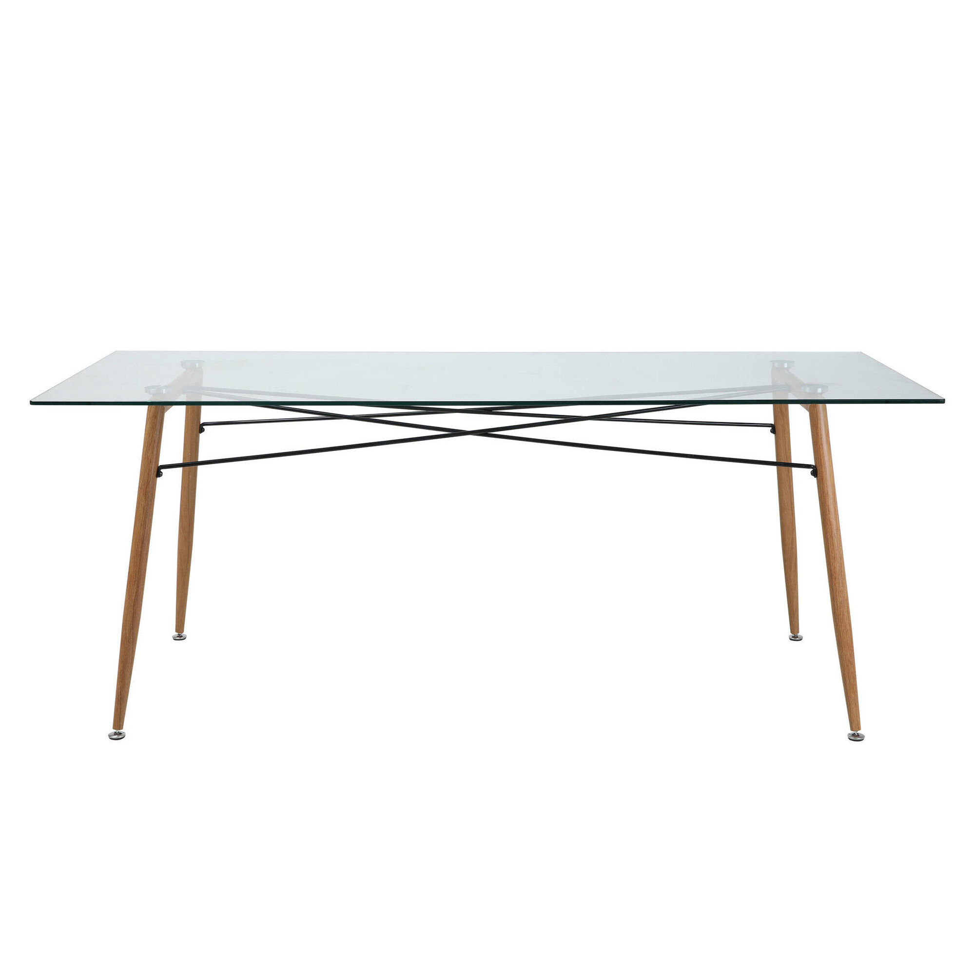 Mesa de Jantar 190x80cm com Tampo em Vidro Kasa