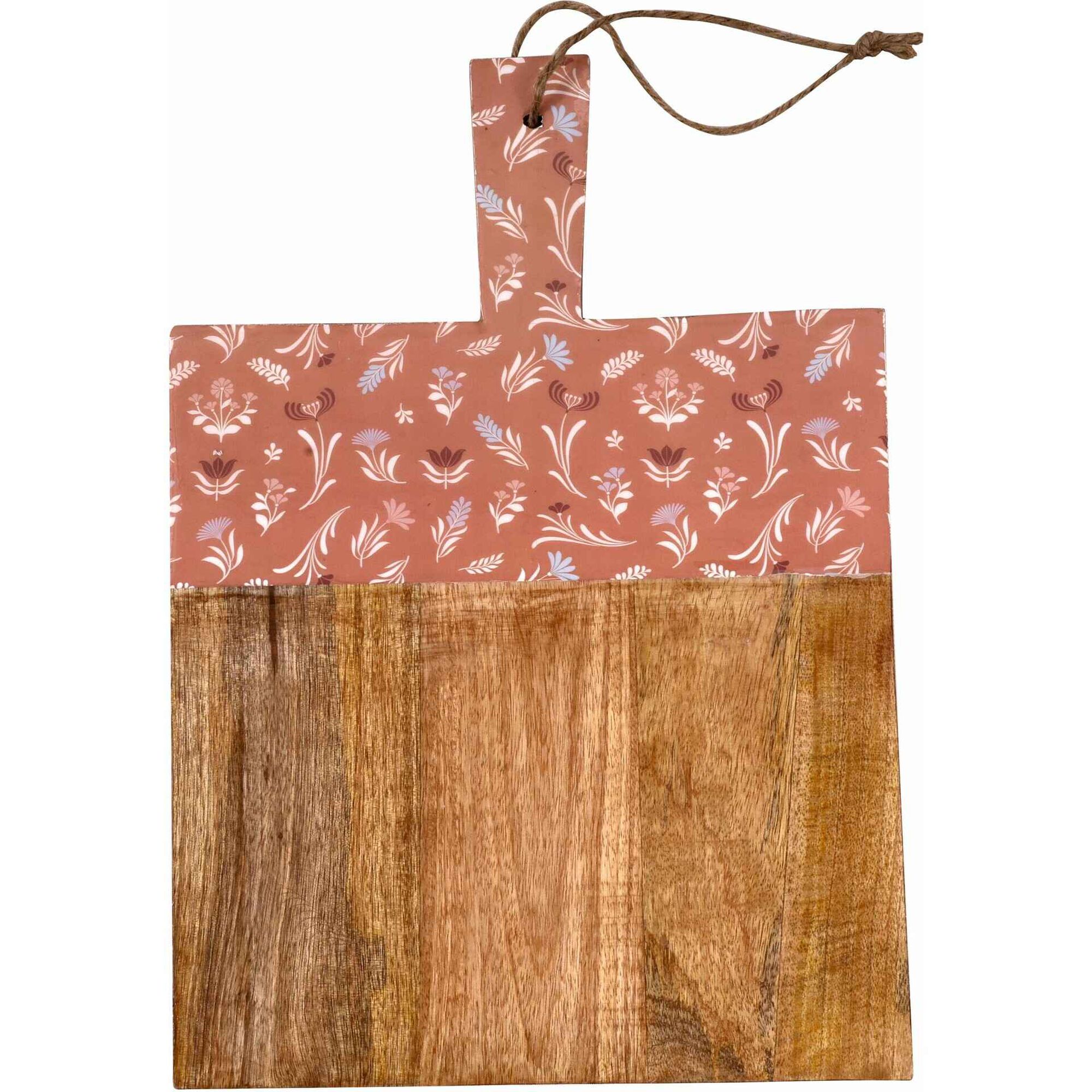 Tábua Madeira 40cm Flores Rosa