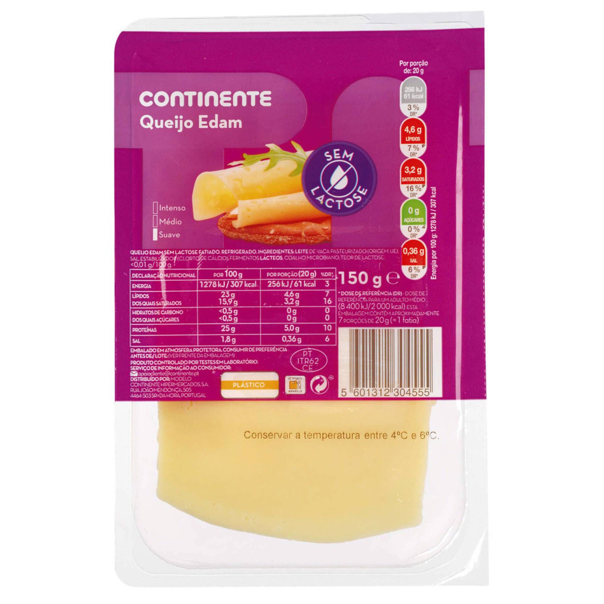 Queijo Edam sem Lactose Fatiado Queijo Edam sem Lactose Fatiado