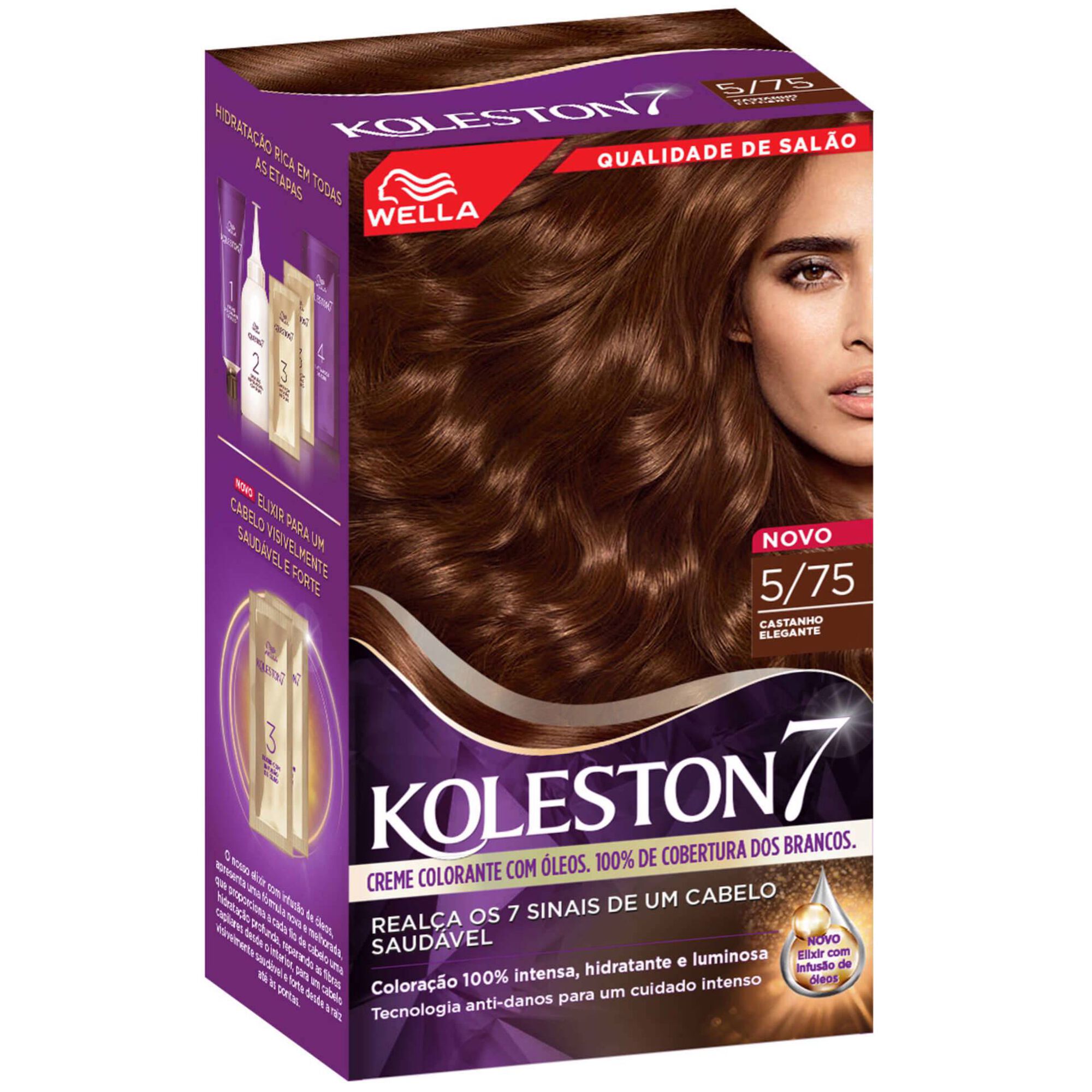 Colora&ccedil;&atilde;o Permanente Castanho Elegante 5/75 Koleston