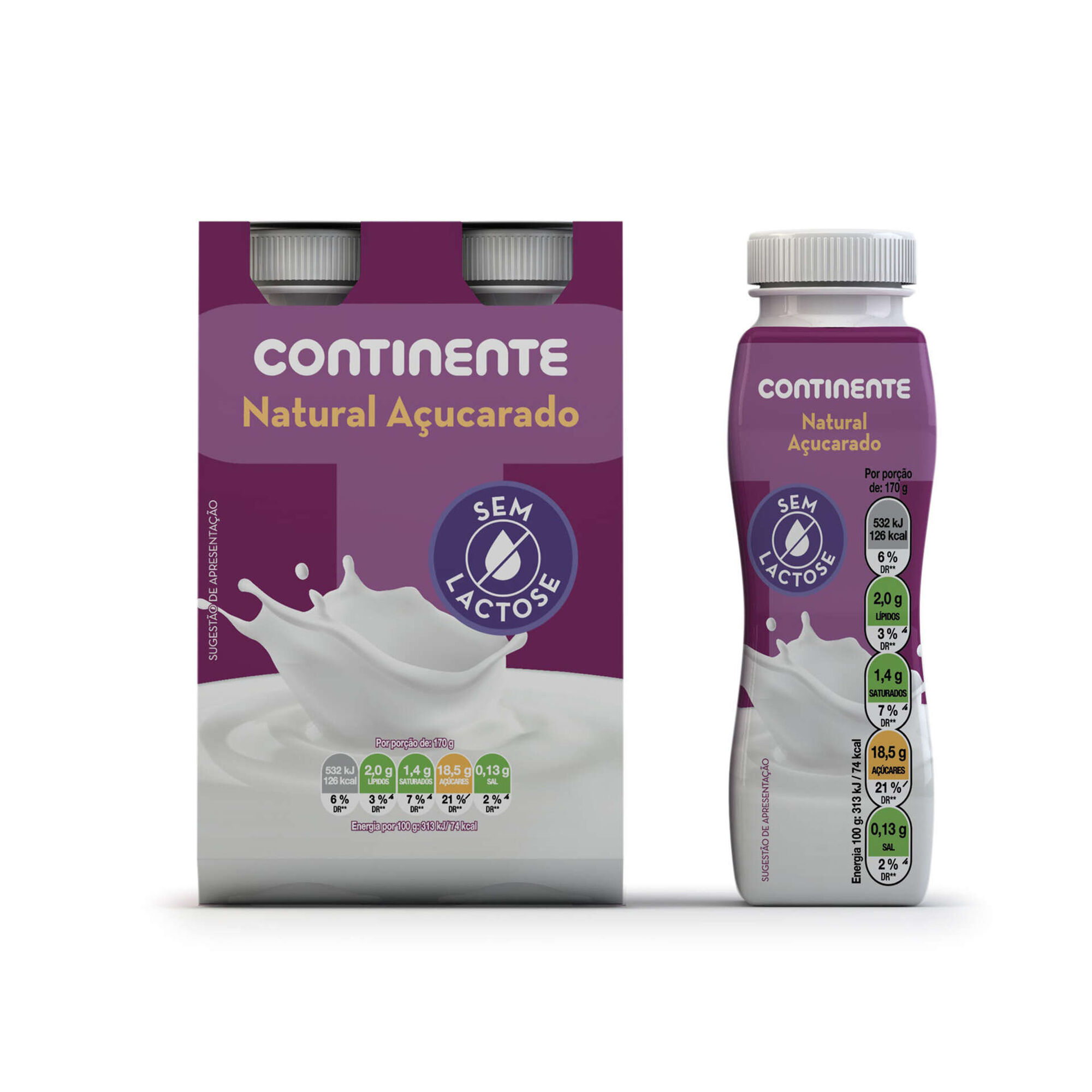 Iogurte Líquido Natural Açucarado sem Lactose