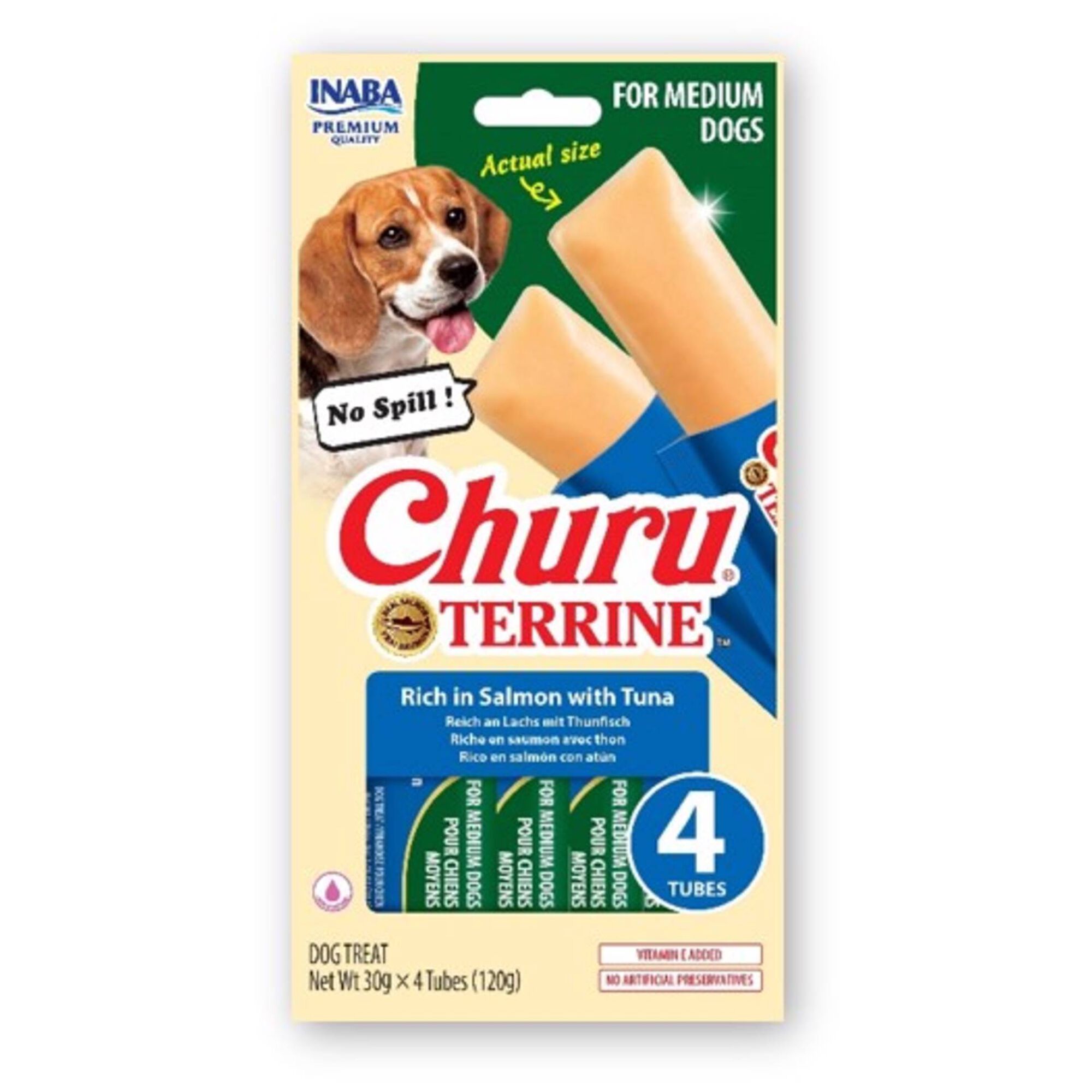Snack para C&atilde;o Adulto M&eacute;dio Salm&atilde;o e Atum Churu Terrine
