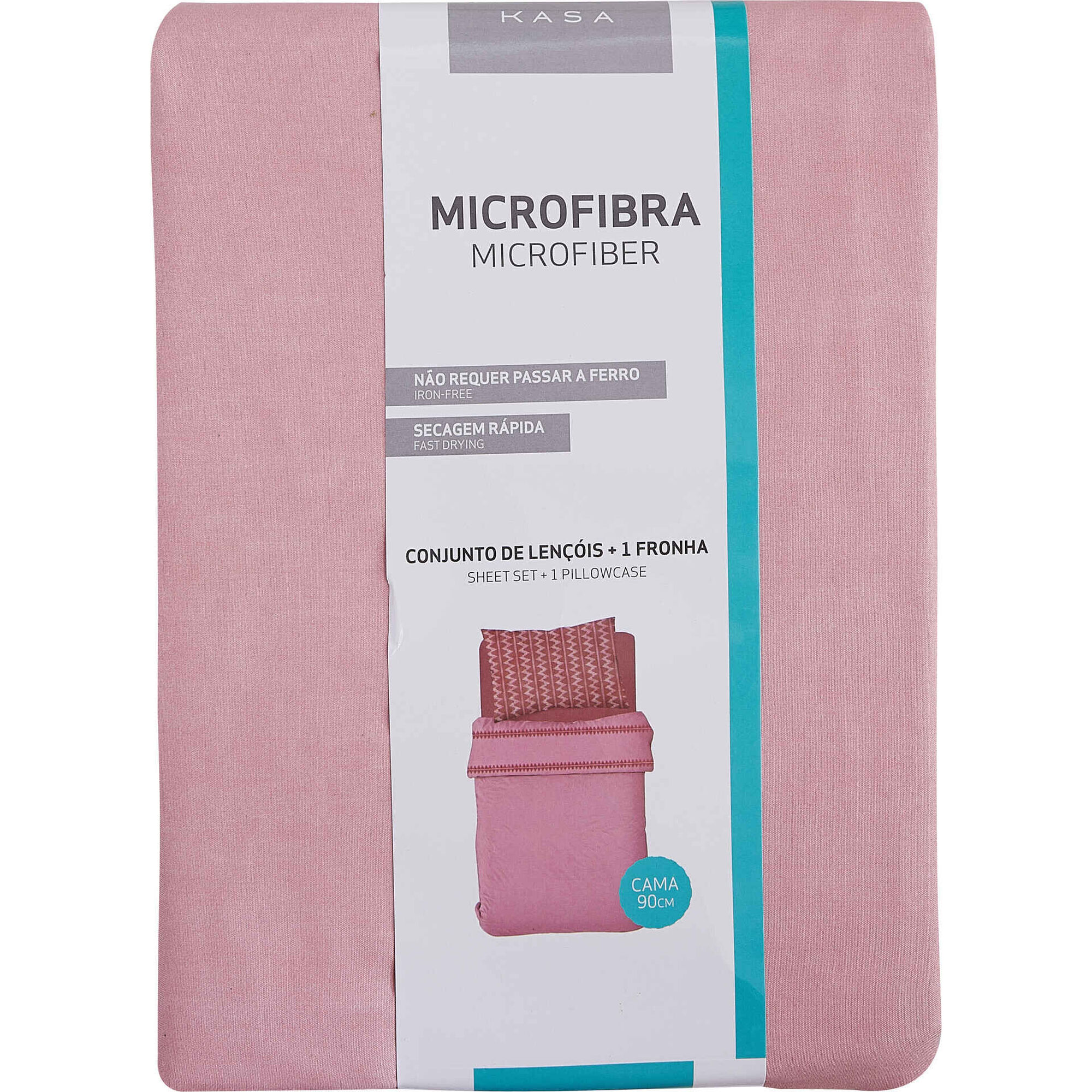 Conjunto de Len&ccedil;&oacute;is 270x160cm Microfibra Zigzag Rosa Jardim Secreto Kasa