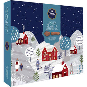 Bombons de Chocolate Línguas de Gato e Azevinhos