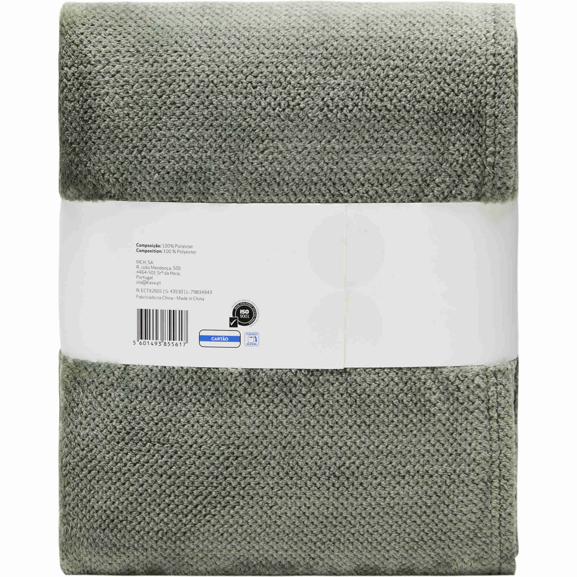 Manta Flanela Jacquard 160x130cm Verde Kasa