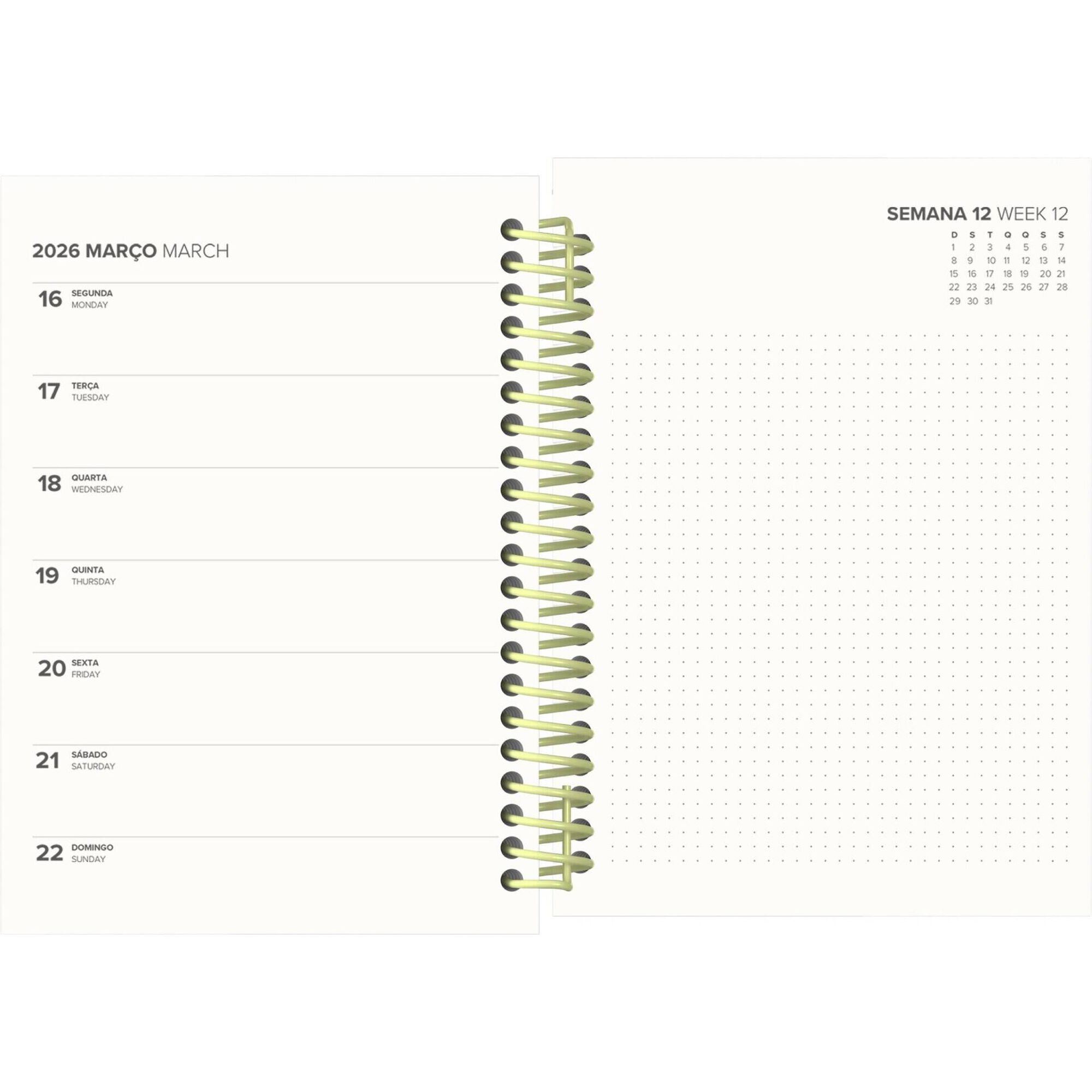 Agenda A6 2026 Espiral 12 Meses (várias cores)