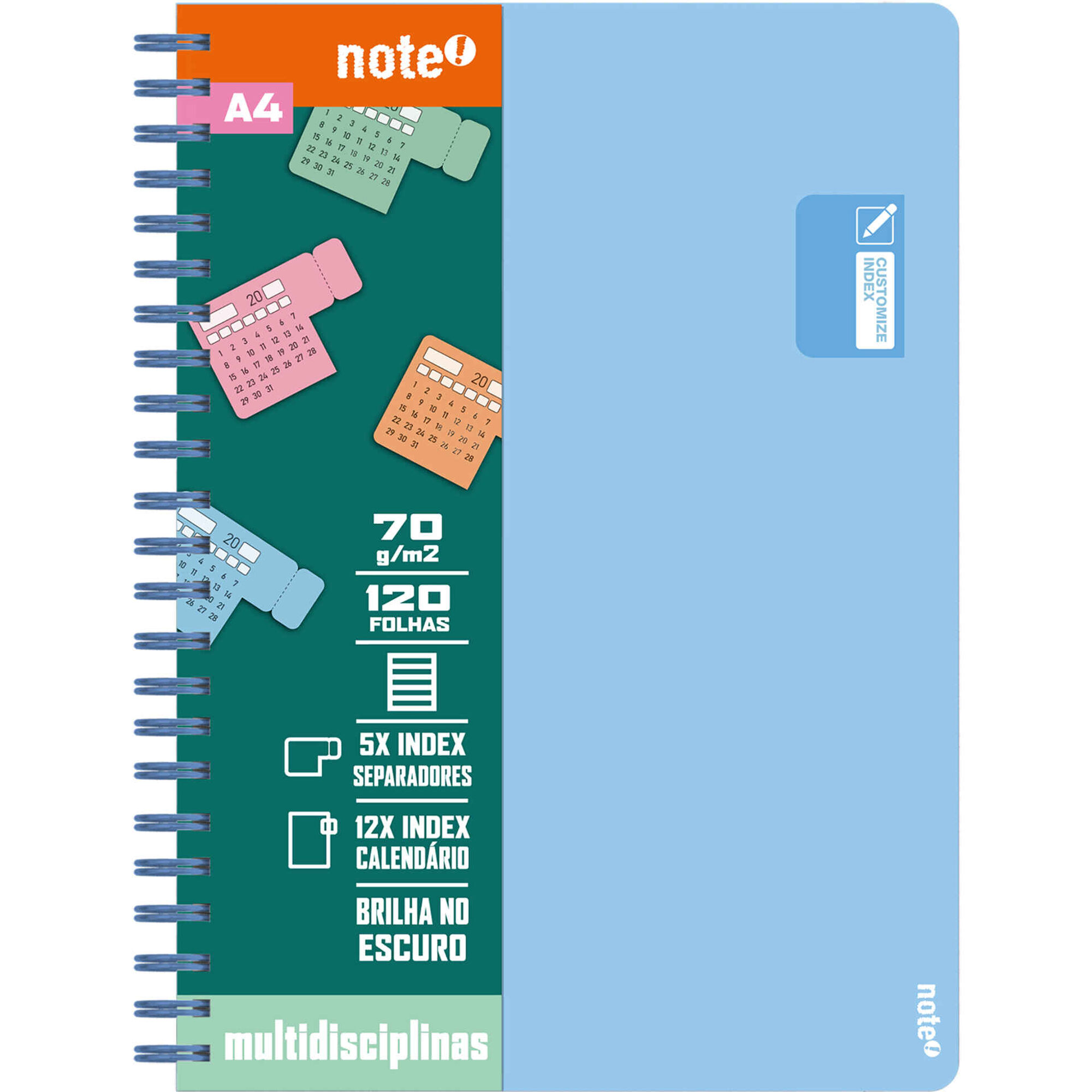 Caderno A4 Multidisciplinar 120 Folhas Pautado (v&aacute;rias cores) Note!