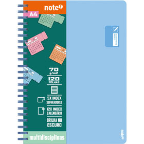 Caderno A4 Multidisciplinar 120 Folhas Pautado (v&aacute;rias cores) Note!