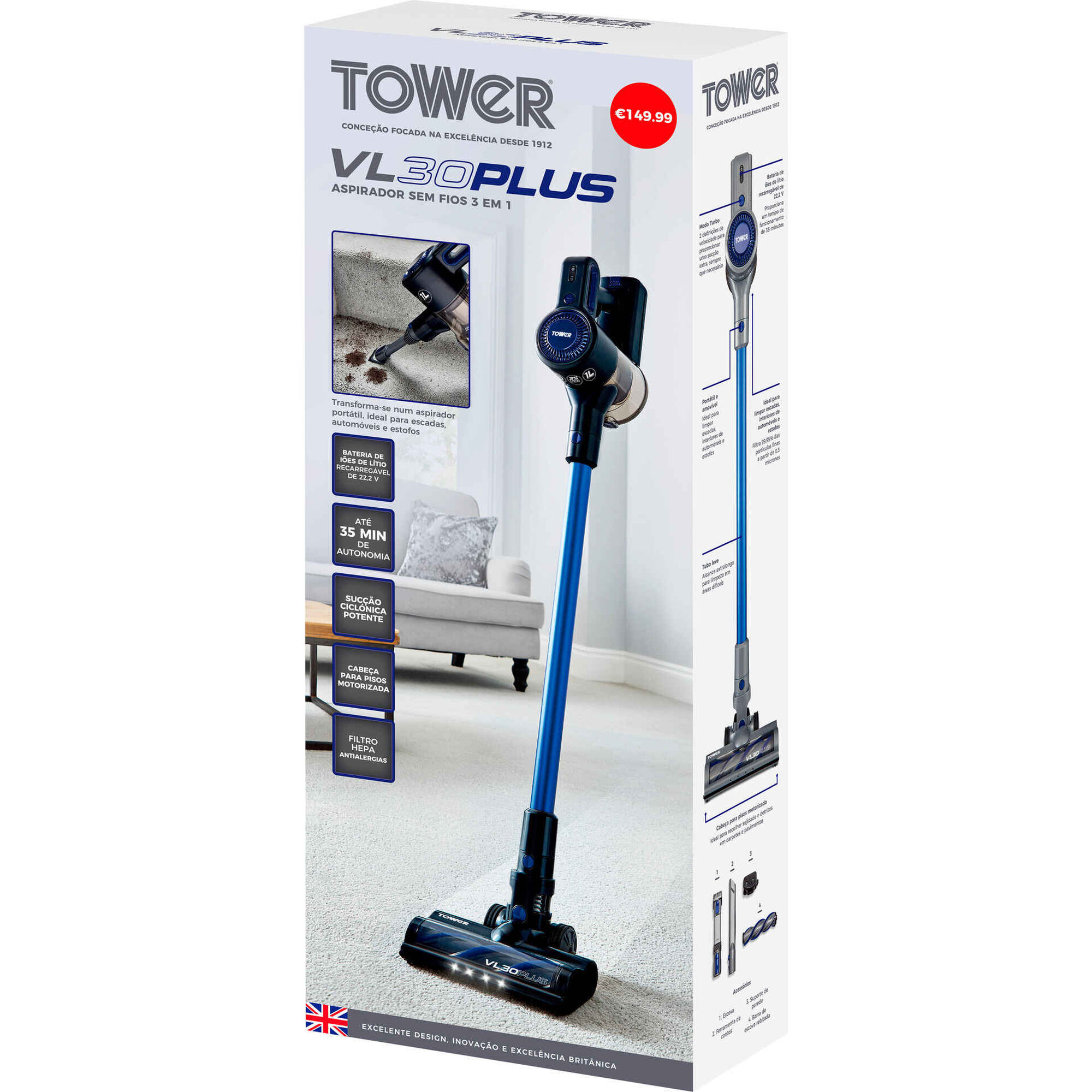 Aspirador sem Fios 3 em 1 150 W