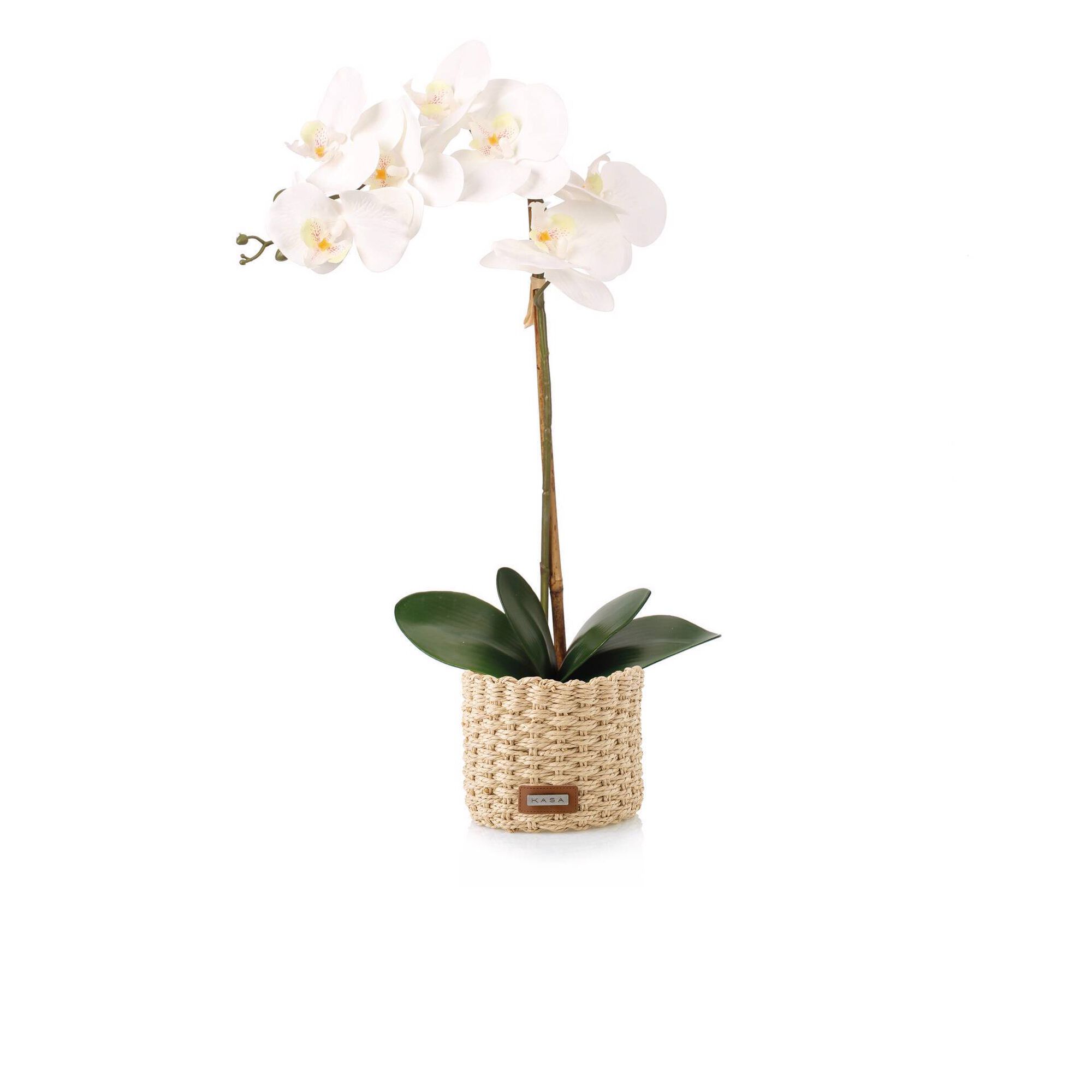 Planta Artificial Orquídea Branca com Vaso Preto