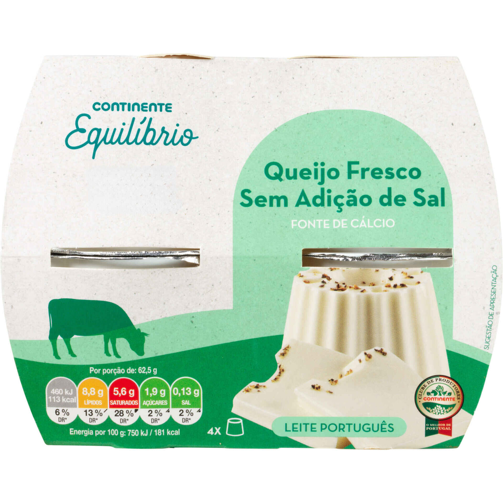 Queijo Fresco Longa Dura&ccedil;&atilde;o Baixo Teor de Sal Continente Equil&iacute;brio