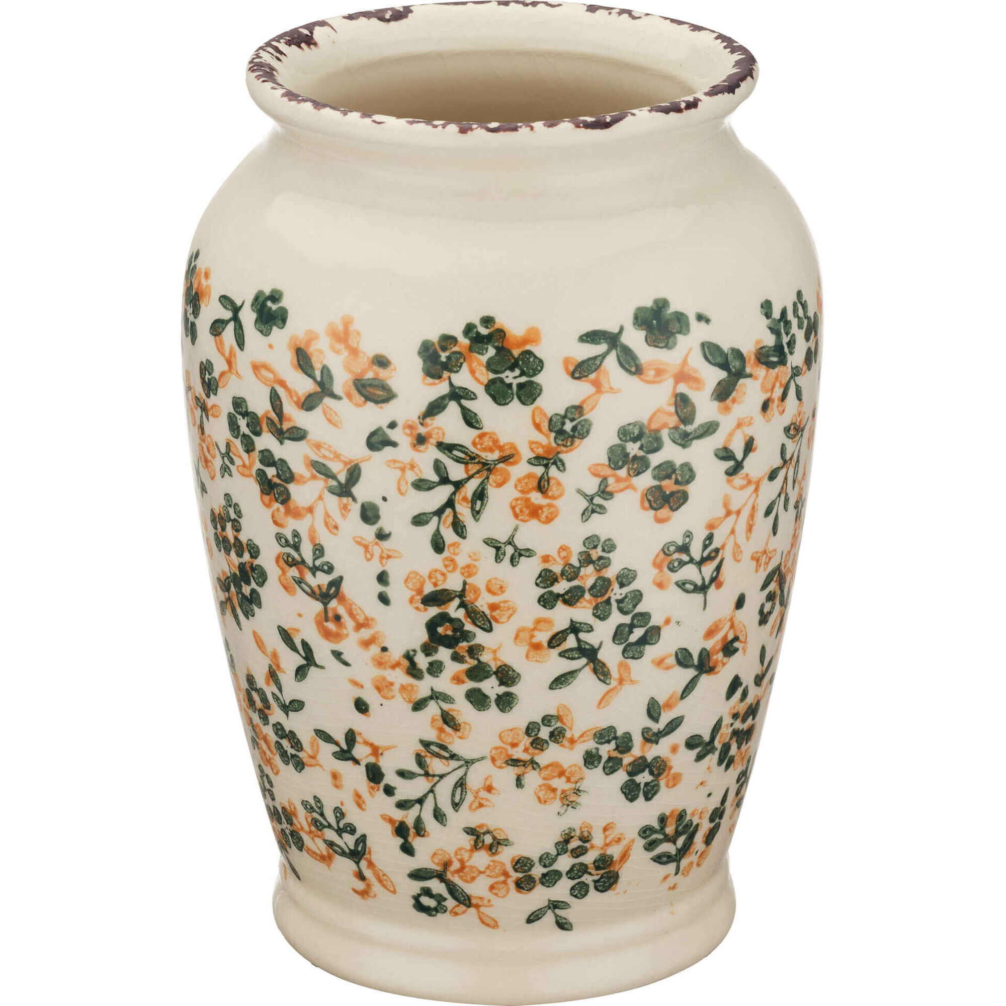 Jarra Flores com Rebordo Vintage 14,5x21cm Bege Kasa