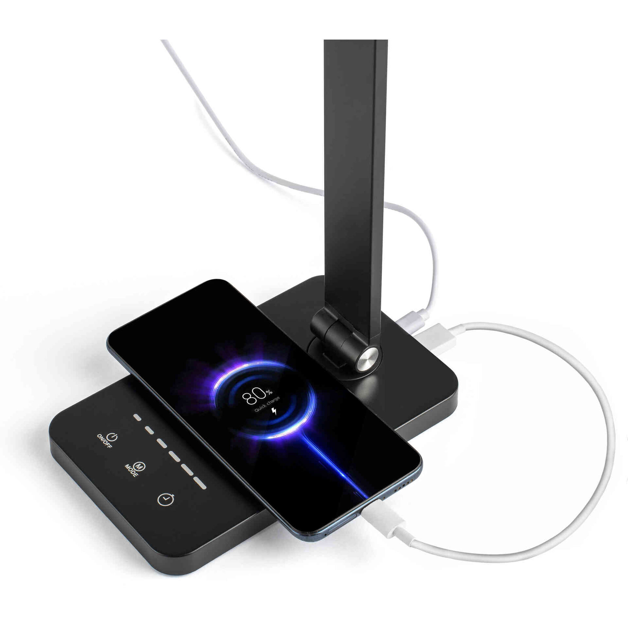 Candeeiro Dobrável com Carregamento Wireless Preto Candeeiro Dobrável com Carregamento Wireless Preto