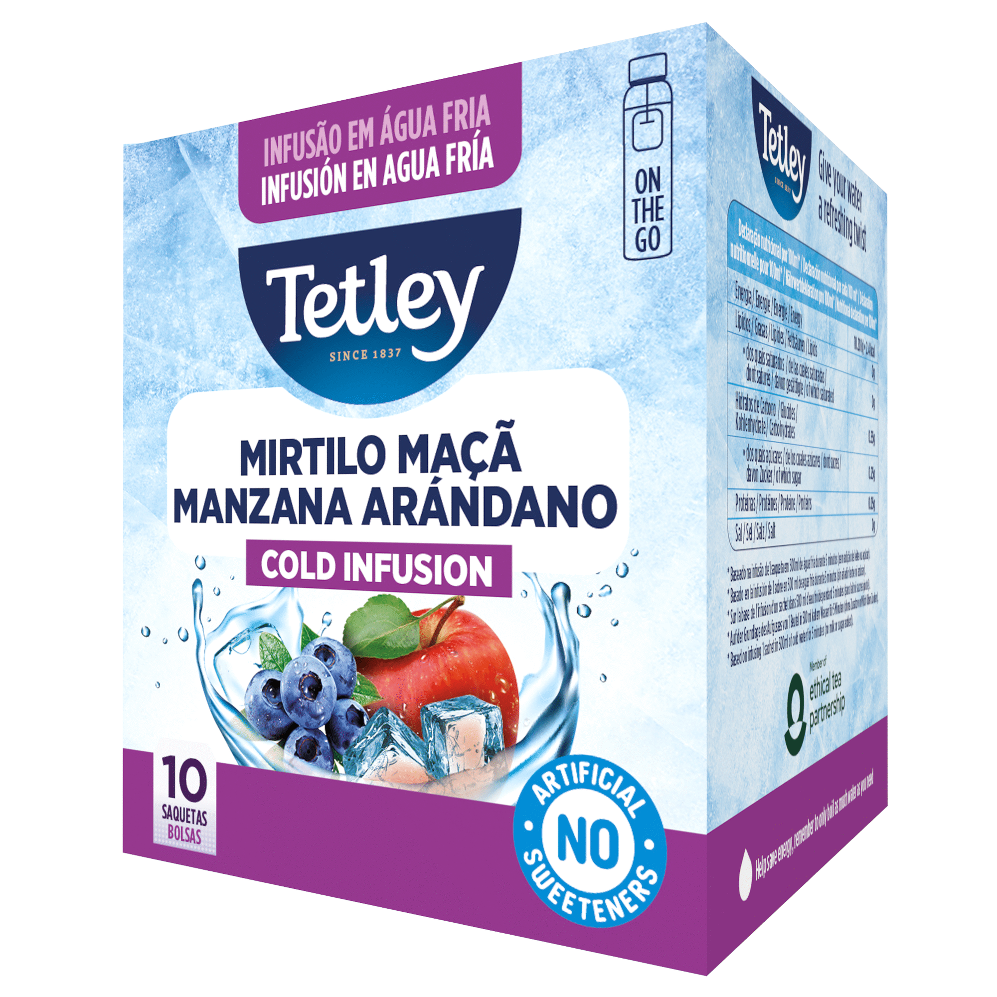 Infus&atilde;o Fria Mirtilo e Ma&ccedil;&atilde; Saquetas Tetley