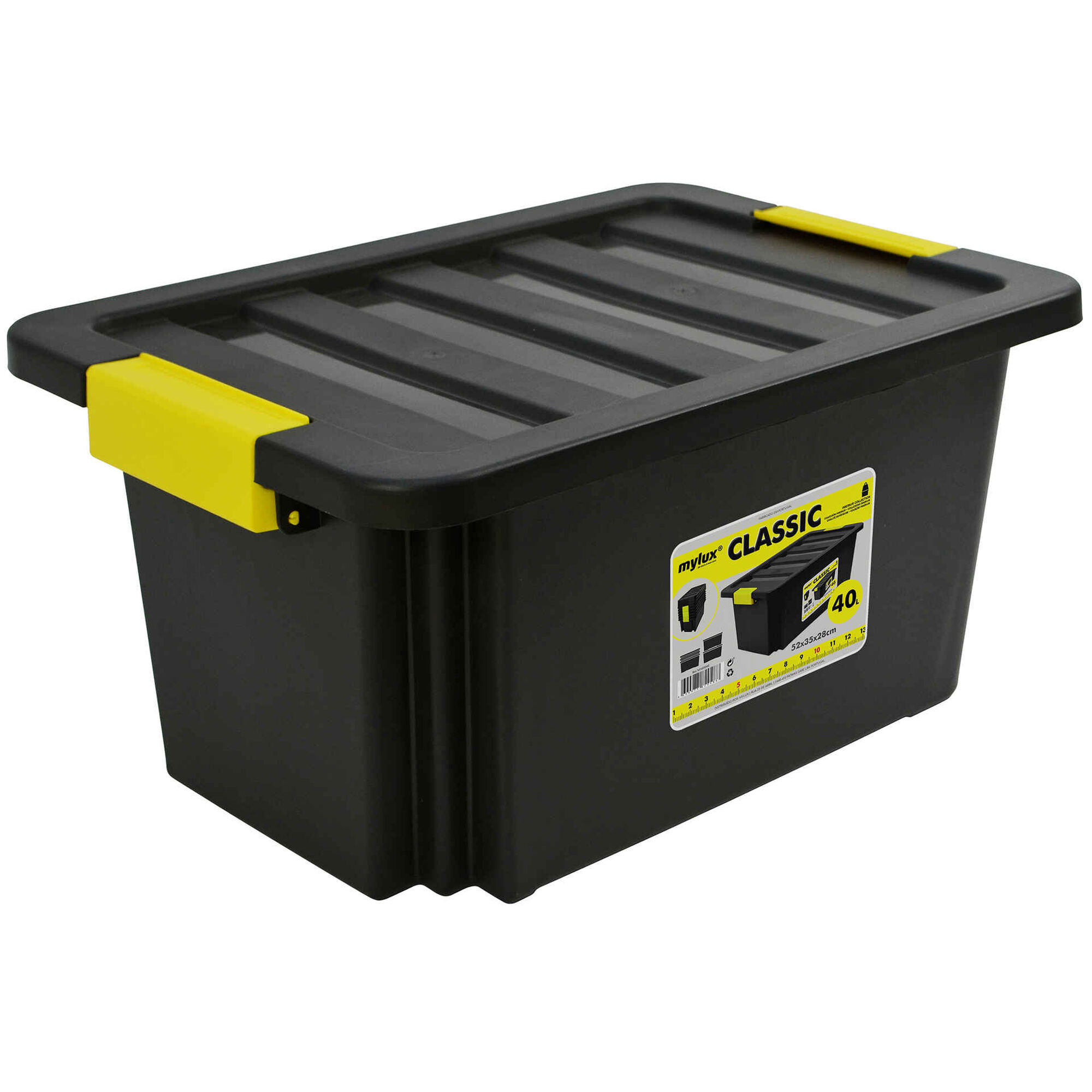 Caixa Arrumação com Lock Plástico 40L Preta