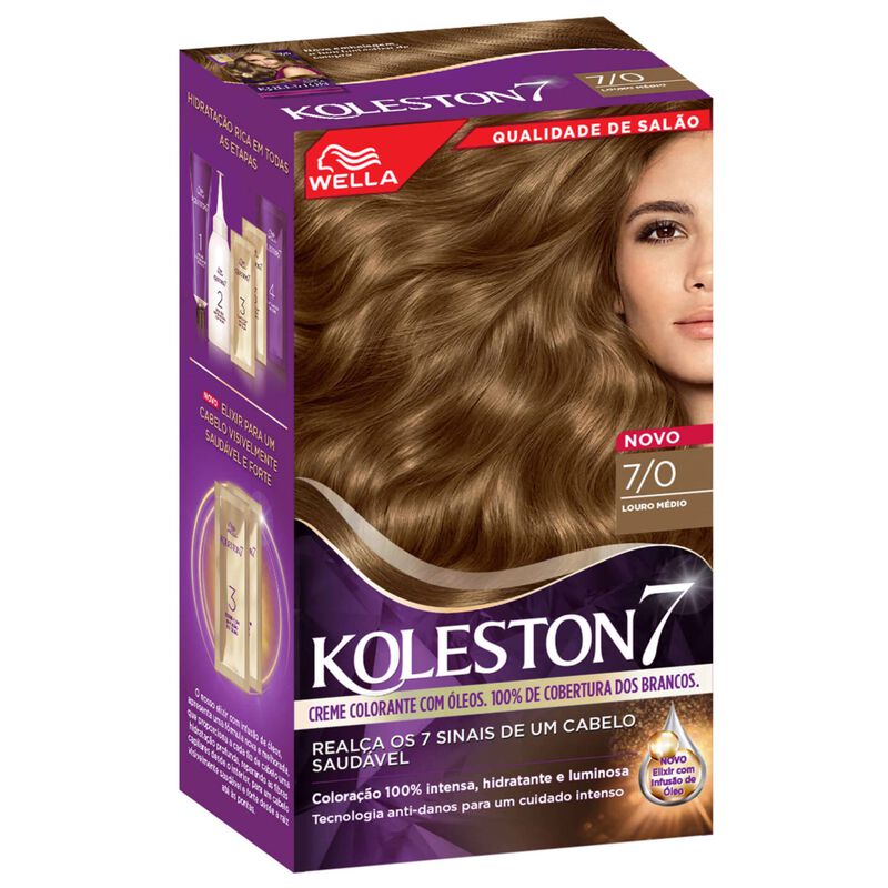 Coloração Permanente Louro Médio 7.0 Koleston