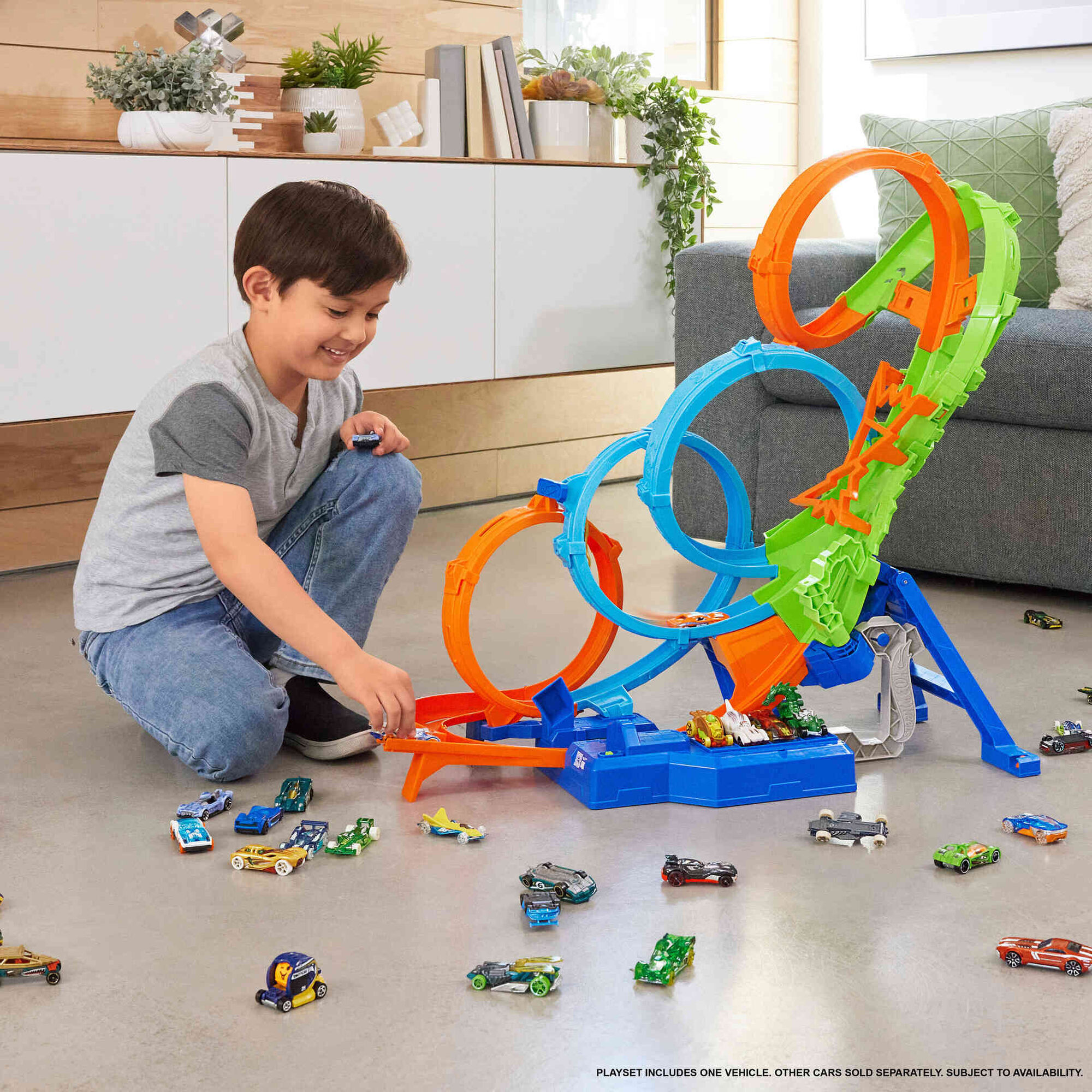 Hot Wheels Pista Zona de Choques de 4 Loopings