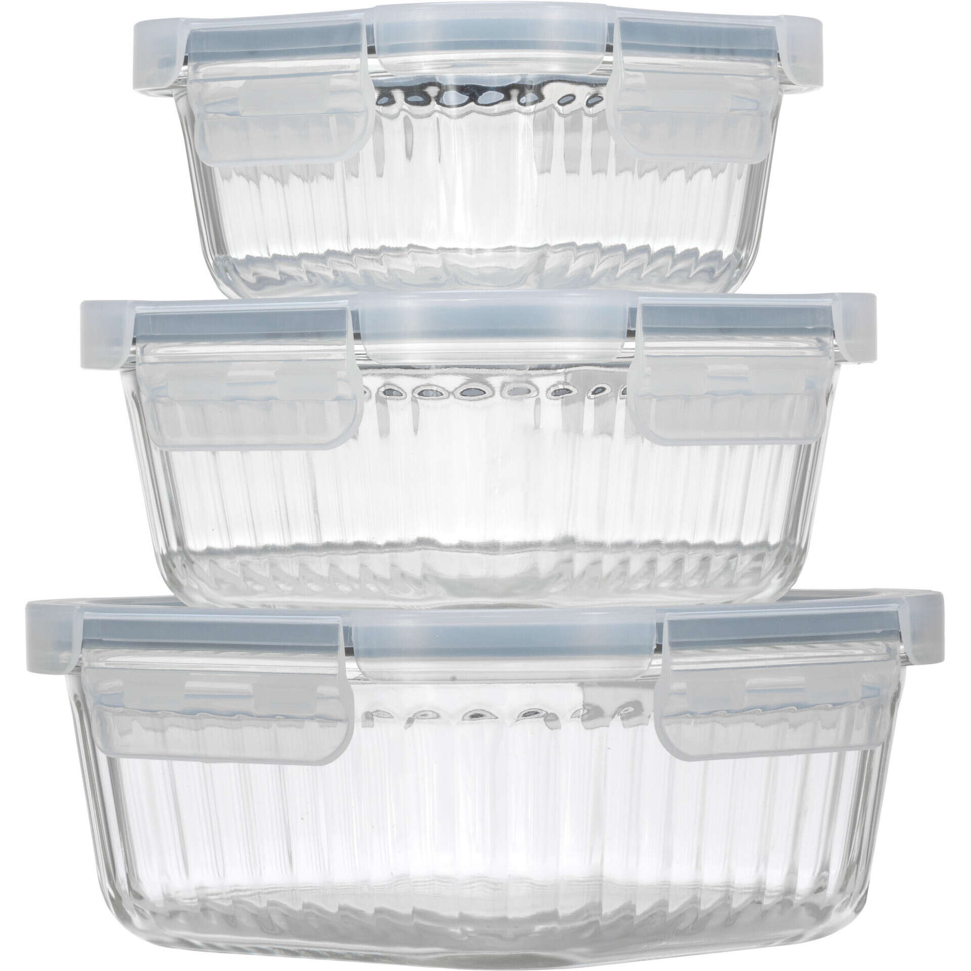 Conjunto de 3 Caixas Vidro 15,6x15,6cm Herméticas